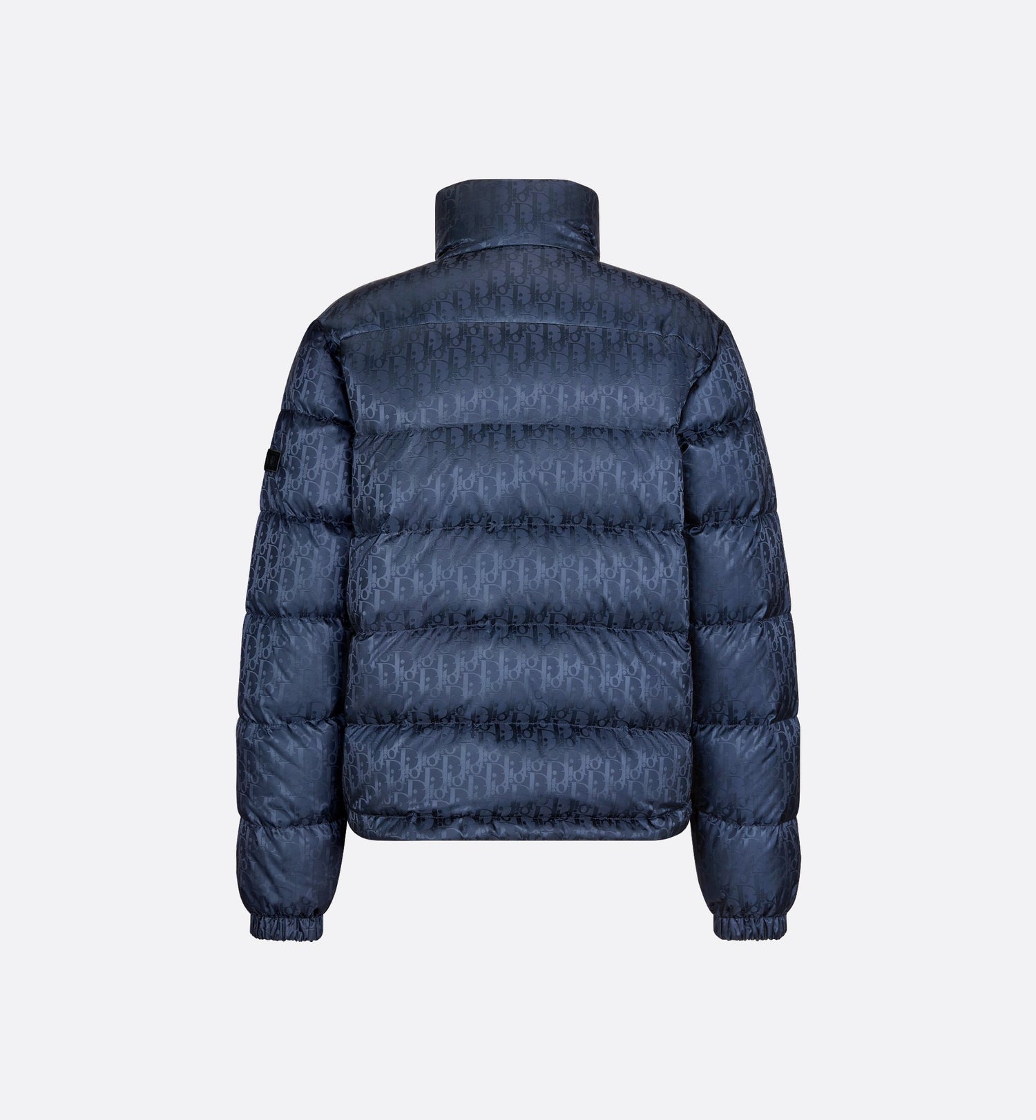 Oblique Down Jacket Navy Blue Technical Jacquard