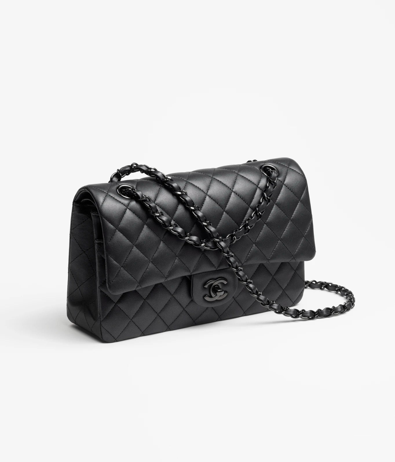 Classic Handbag Pearly Lambskin And Black Tone Metal Black