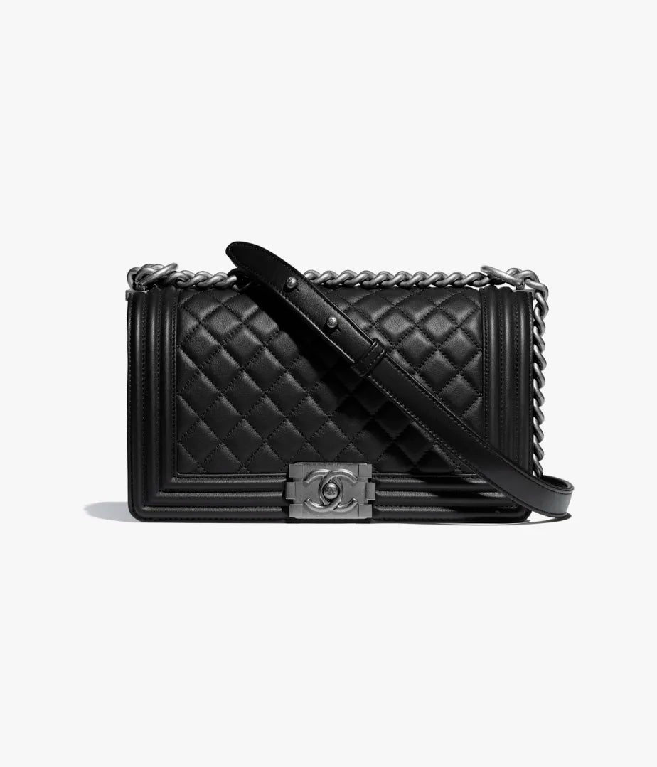 Boy Chanel Handbag Calfskin and Ruthenium Finish Metal Black