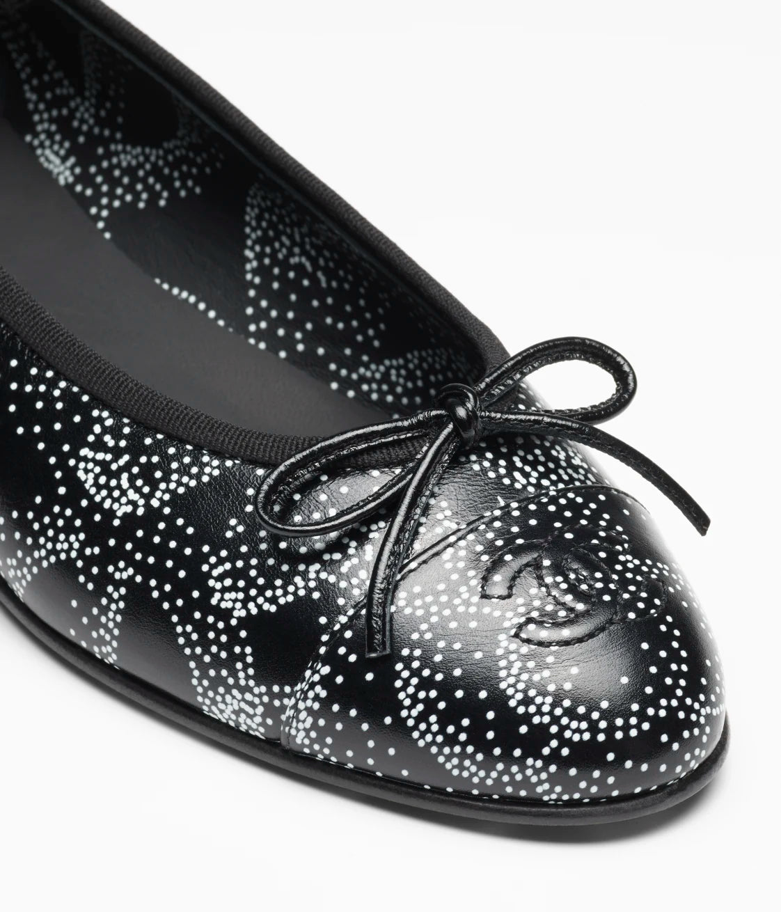 Ballet Flats Printed Calfskin Black and White