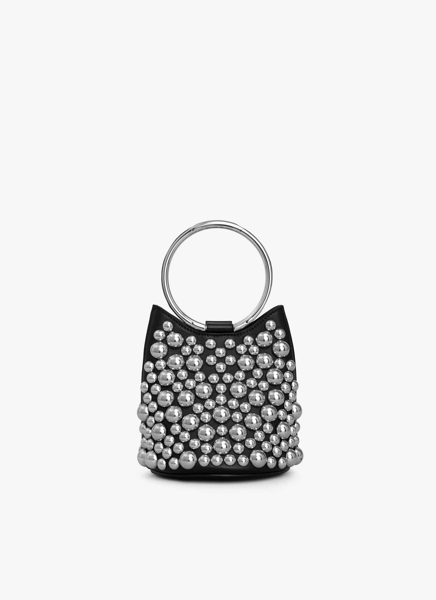 Ring Mini Bucket Bag With Spheres On Calfskin