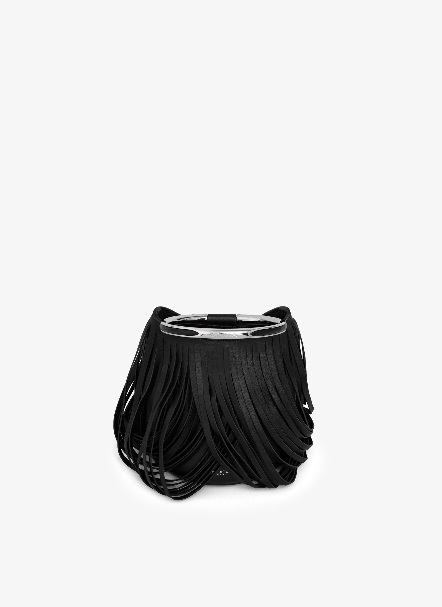 Ring Mini Bucket Bag In Fringed Calfskin