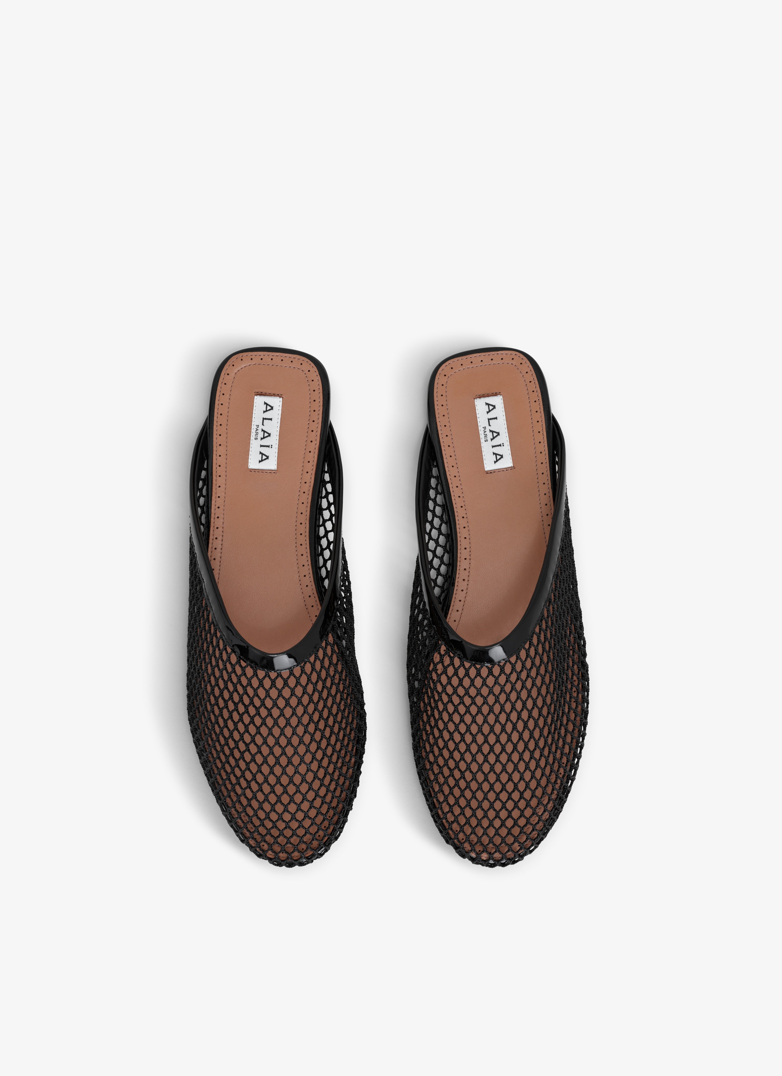 Flat Mules In Fishnet