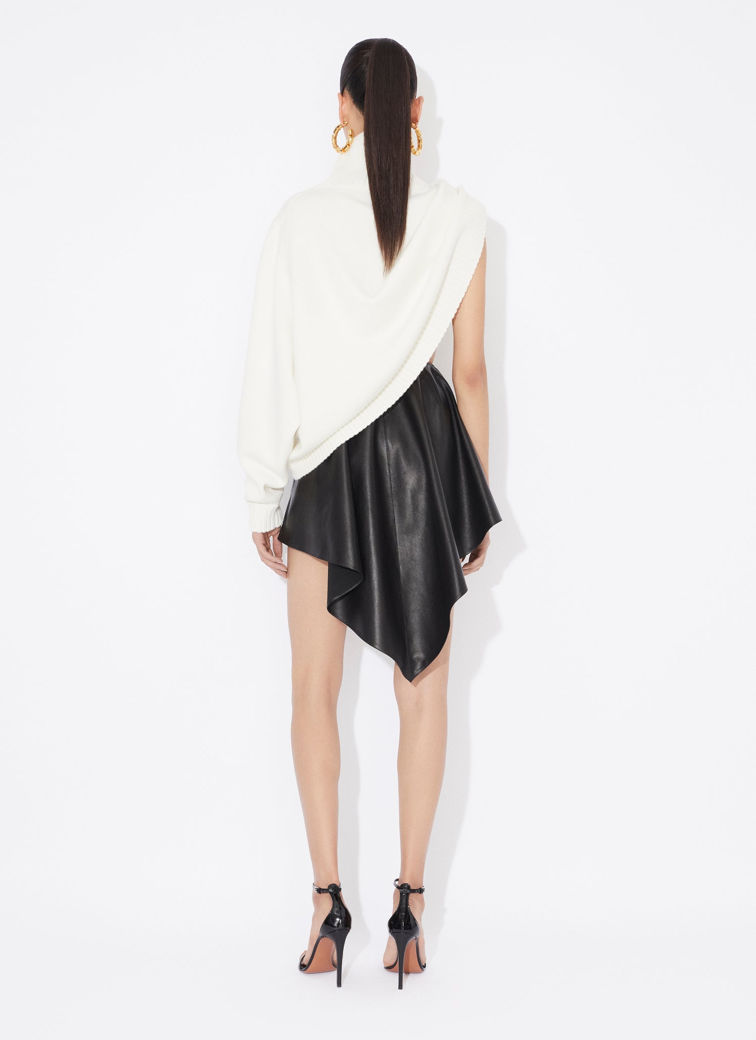 Asymmetrical Leather Skirt