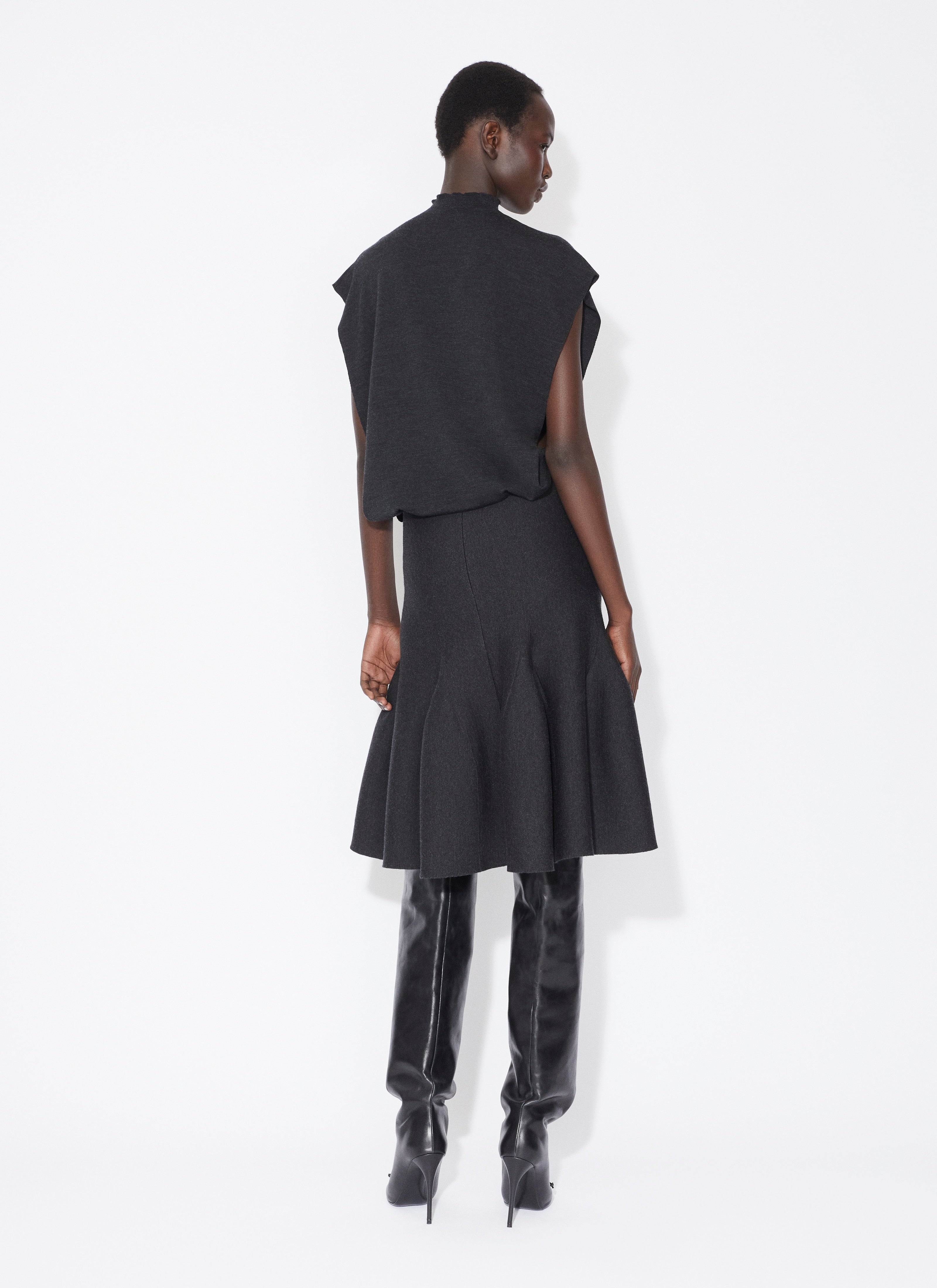 Midi Skirt In Sculptural Godet Knit