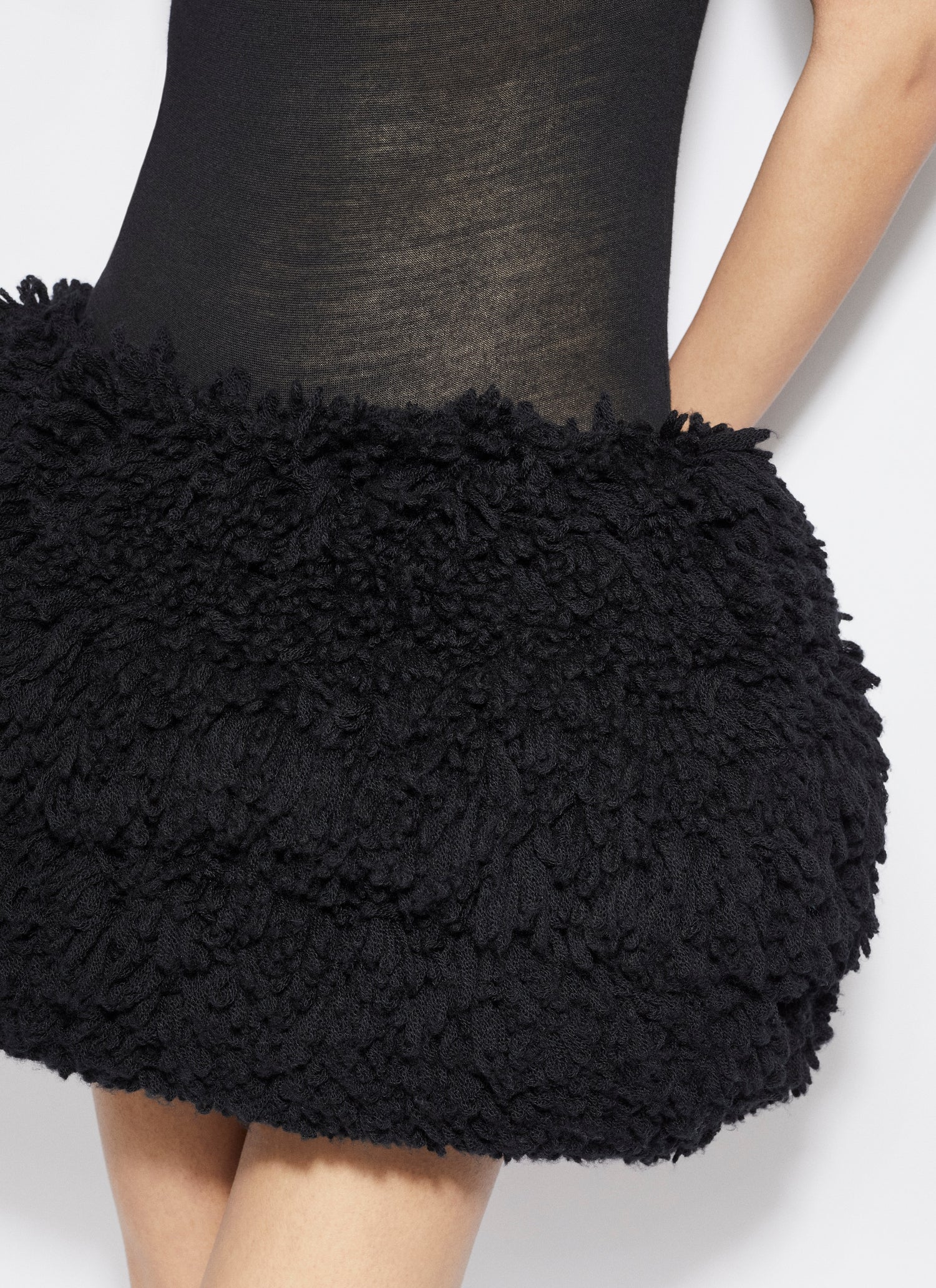 Mini Bubble Skirt In Knitted Fur