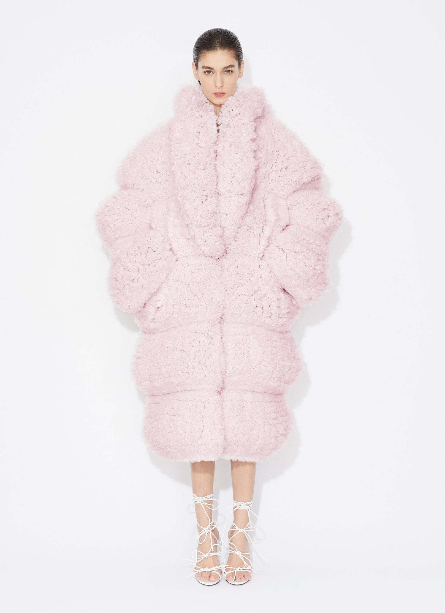 Bubble Coat In Knitted Fur