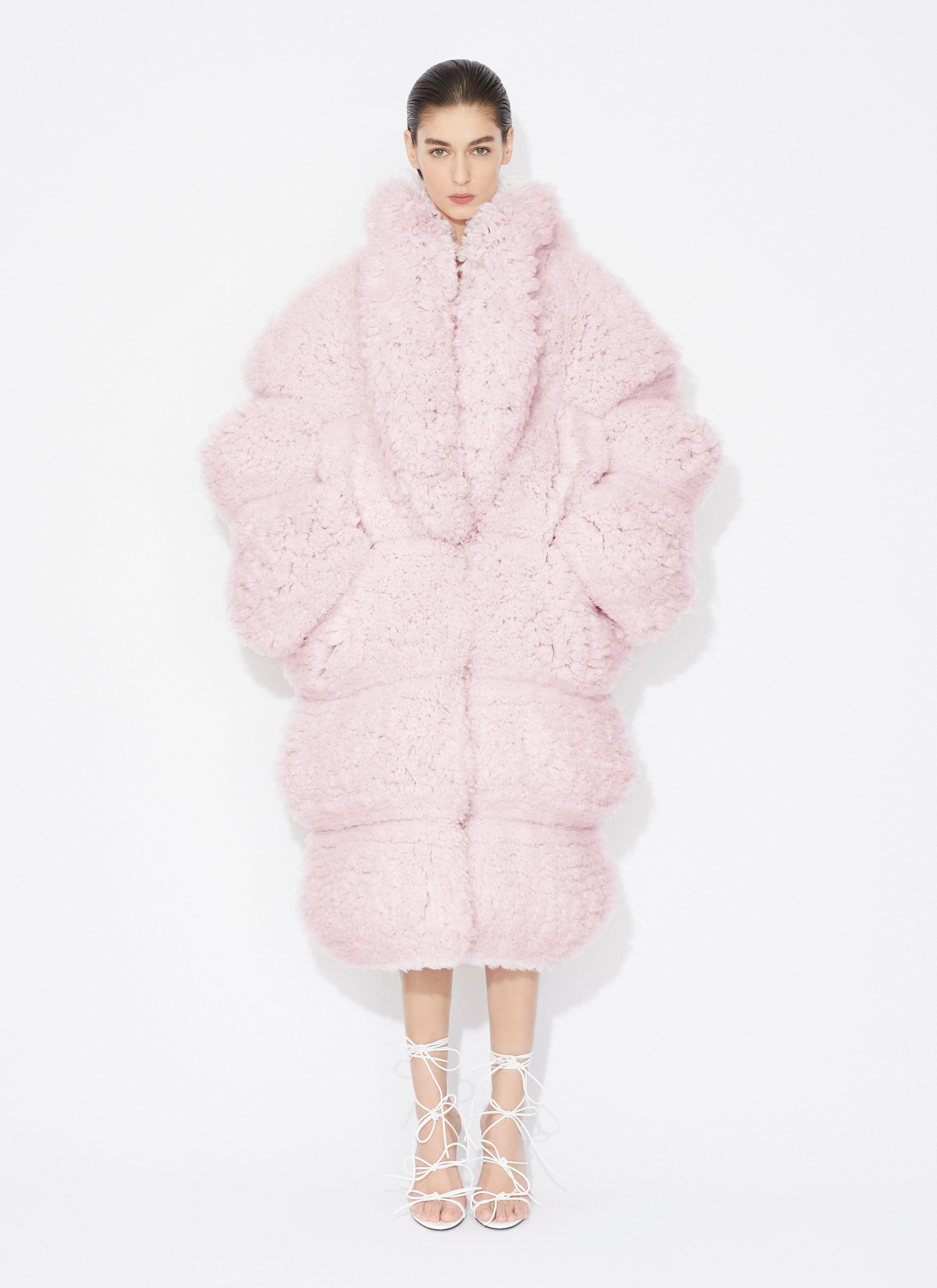 Bubble Coat In Knitted Fur