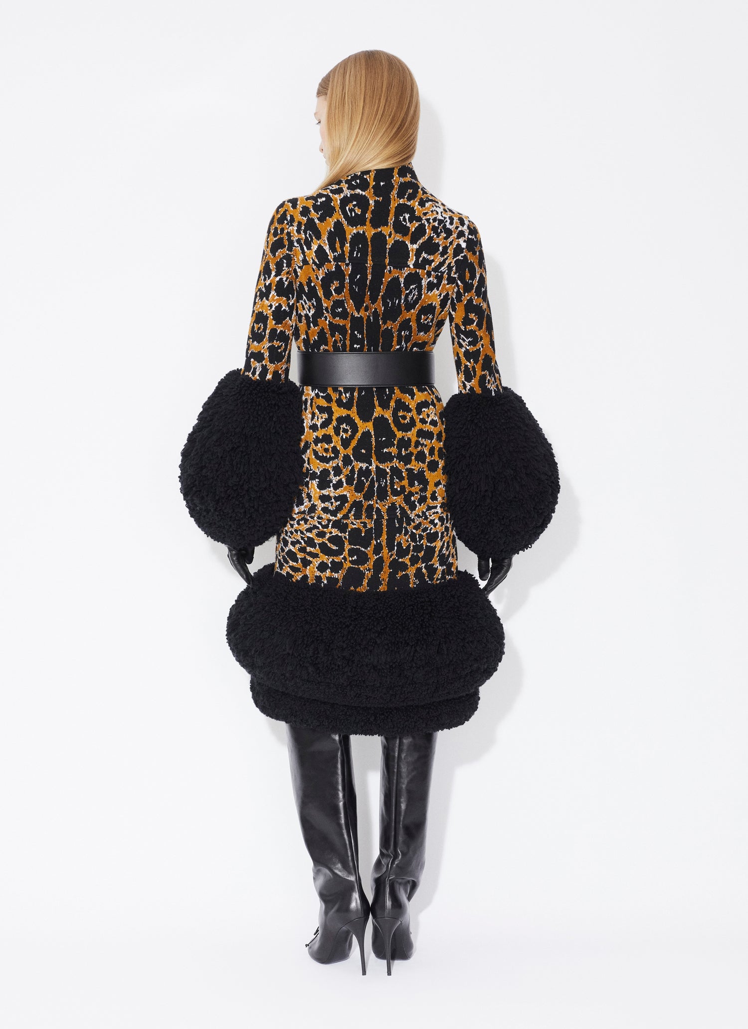 Leopard Jacquard Knit Coat