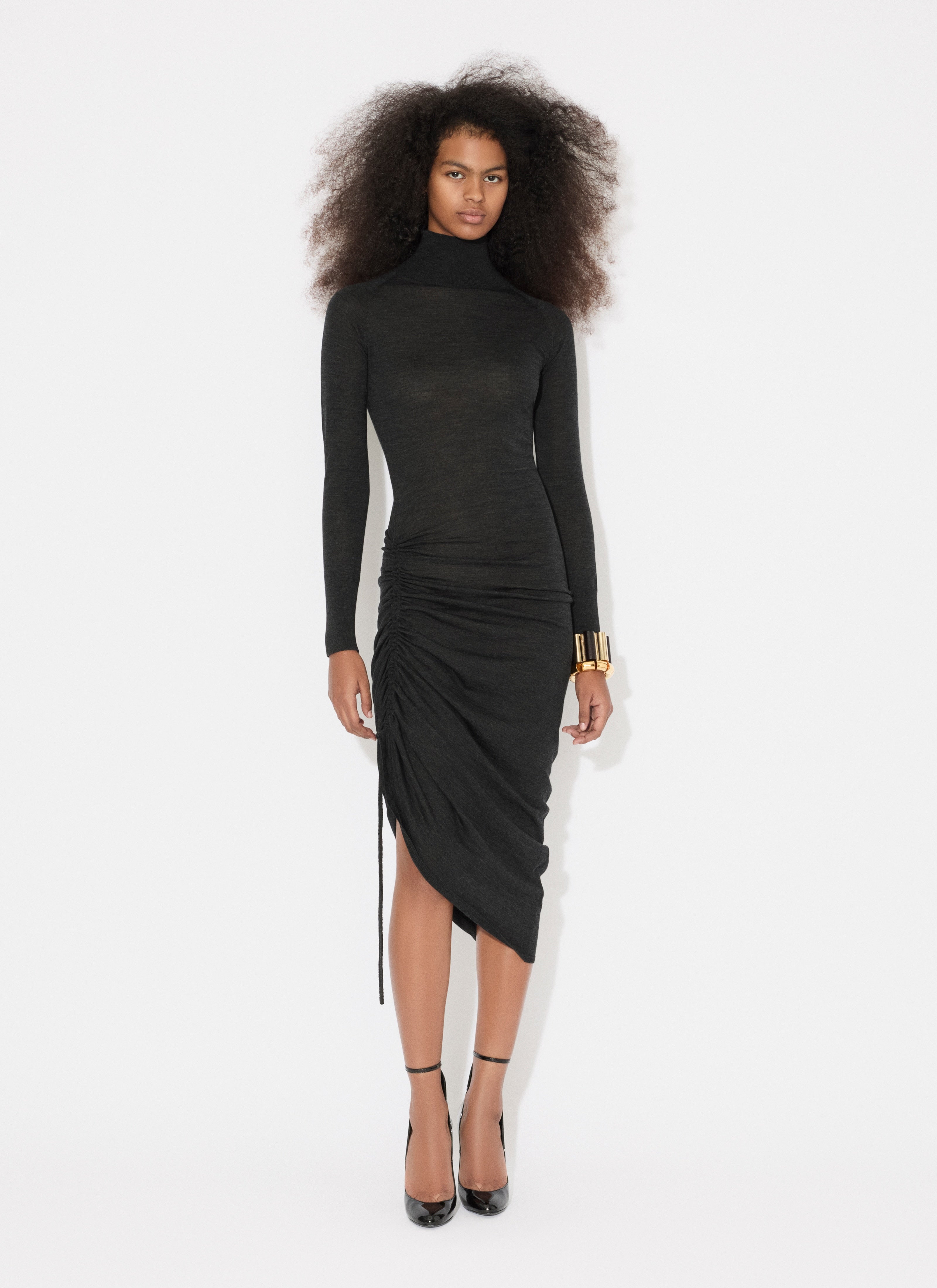 Long Sleeve Draped Knit Dress