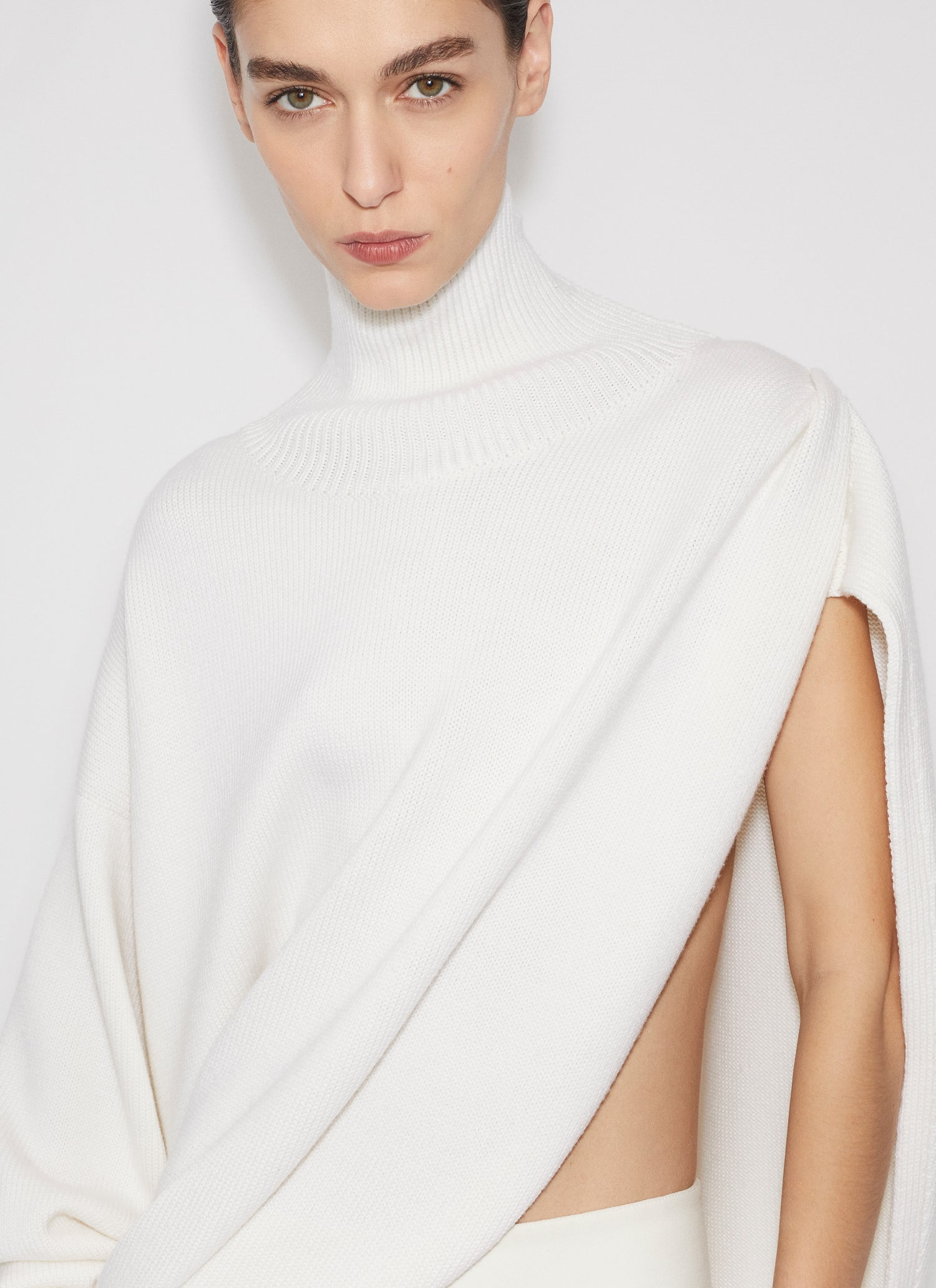 Knitted Asymmetrical Cape Jumper