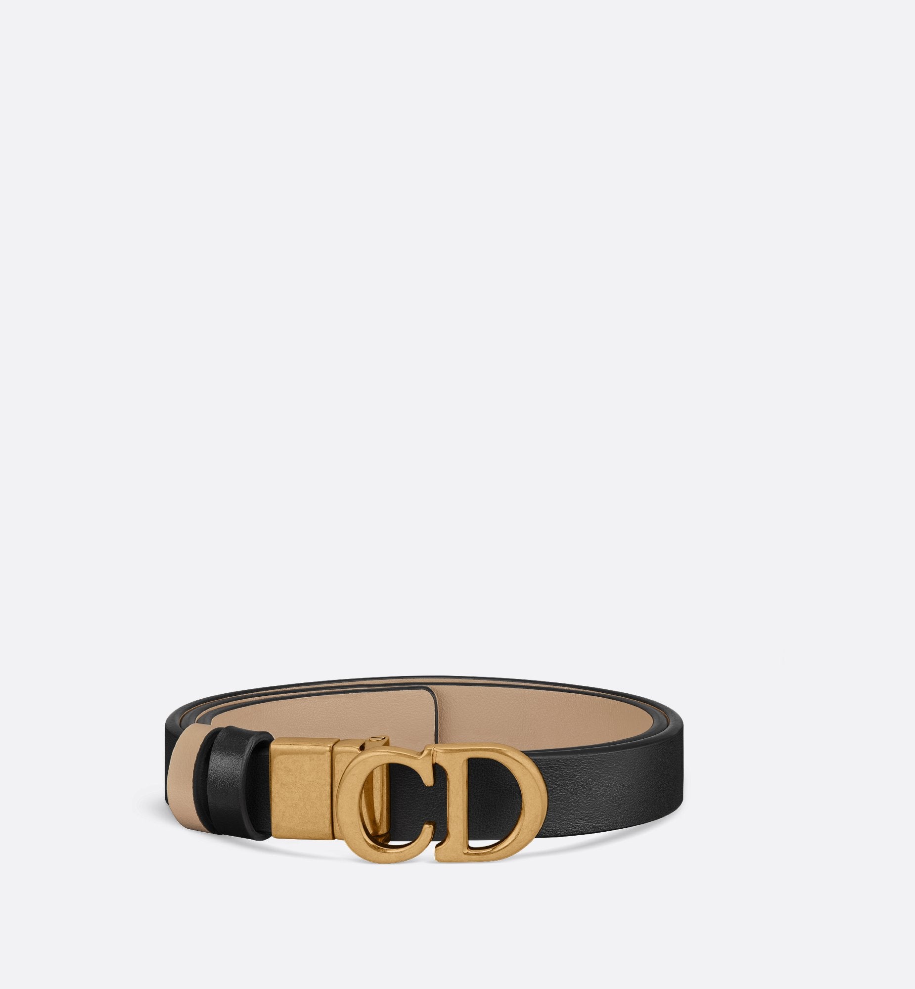 Reversible Saddle Belt Black And Powder Beige Smooth Calfskin 20 mm