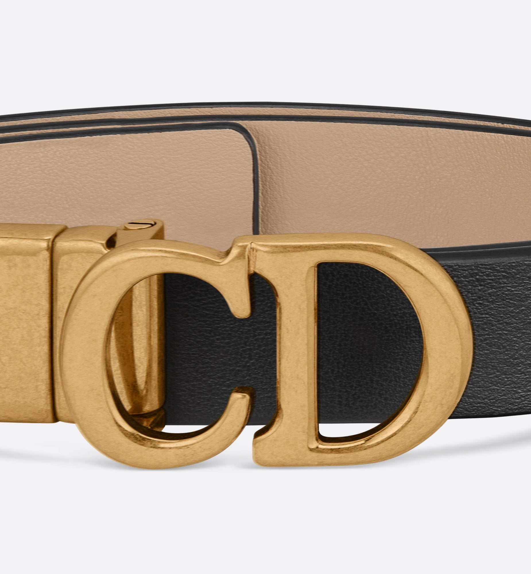 Reversible Saddle Belt Black And Powder Beige Smooth Calfskin 20 mm