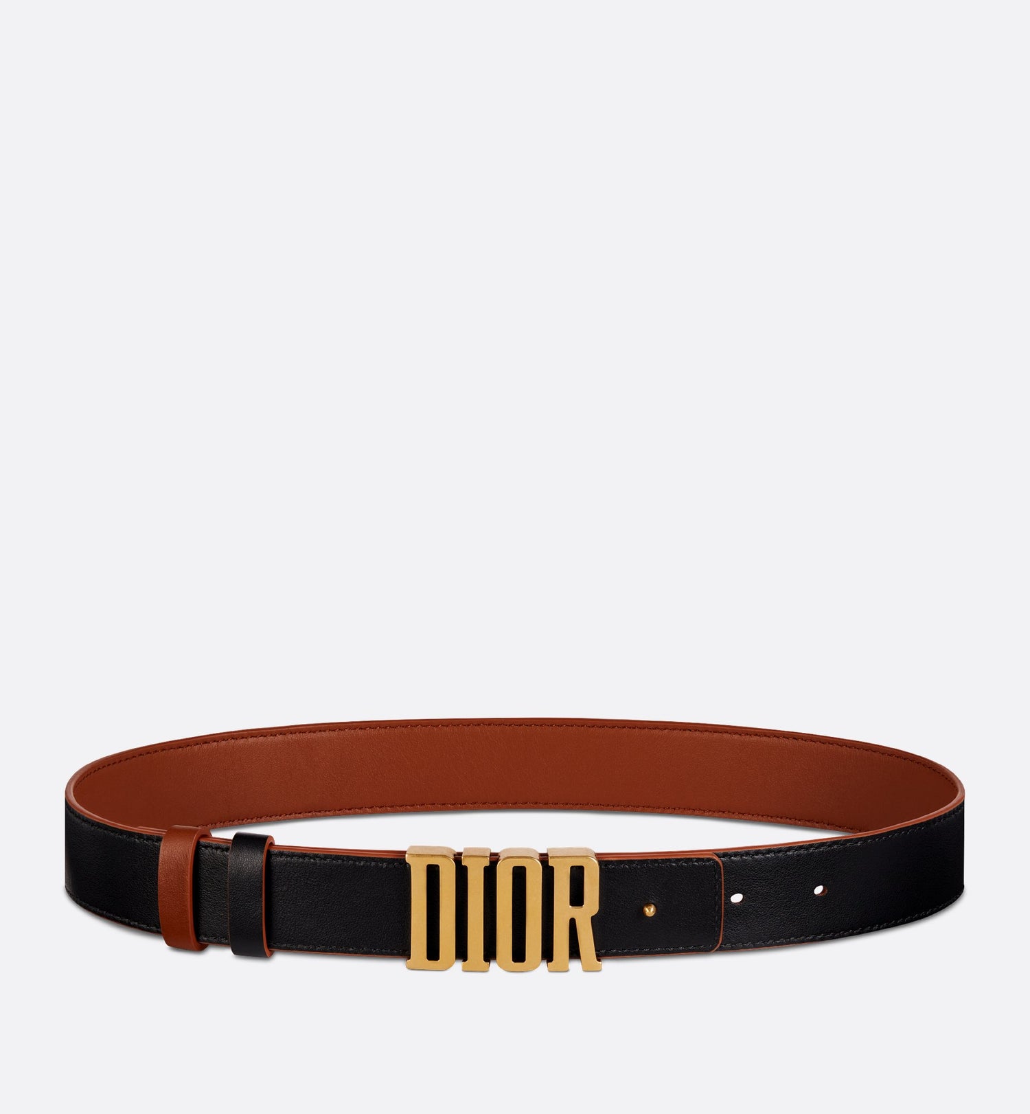 D Fence Reversible Belt Golden Saddle And Black Smooth Calfskin, 30 Mm