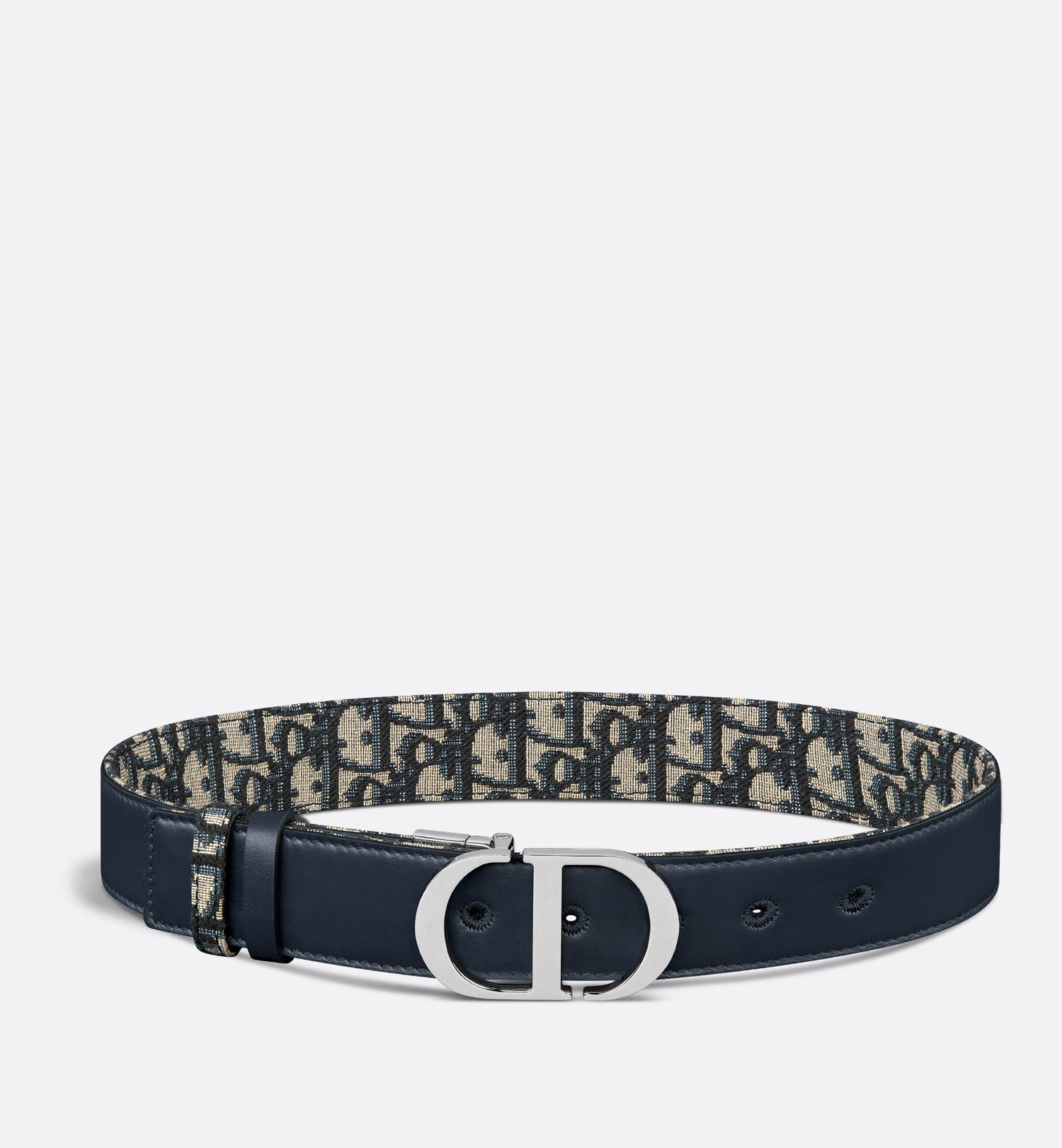 30 Montaigne Reversible Belt Blue Smooth Calfskin And Dior Oblique Jacquard 35 mm