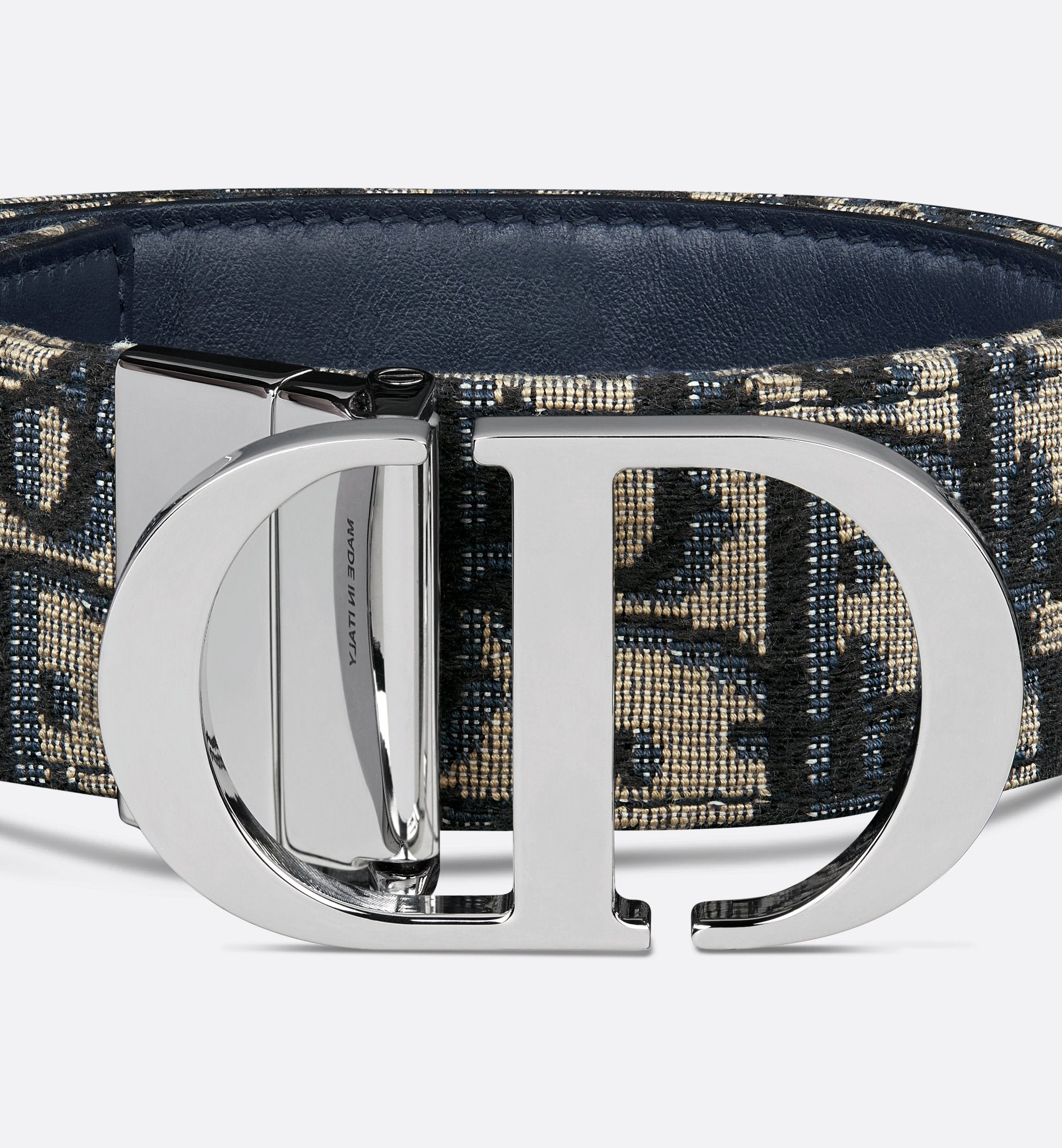 30 Montaigne Reversible Belt Blue Smooth Calfskin And Dior Oblique Jacquard 35 mm