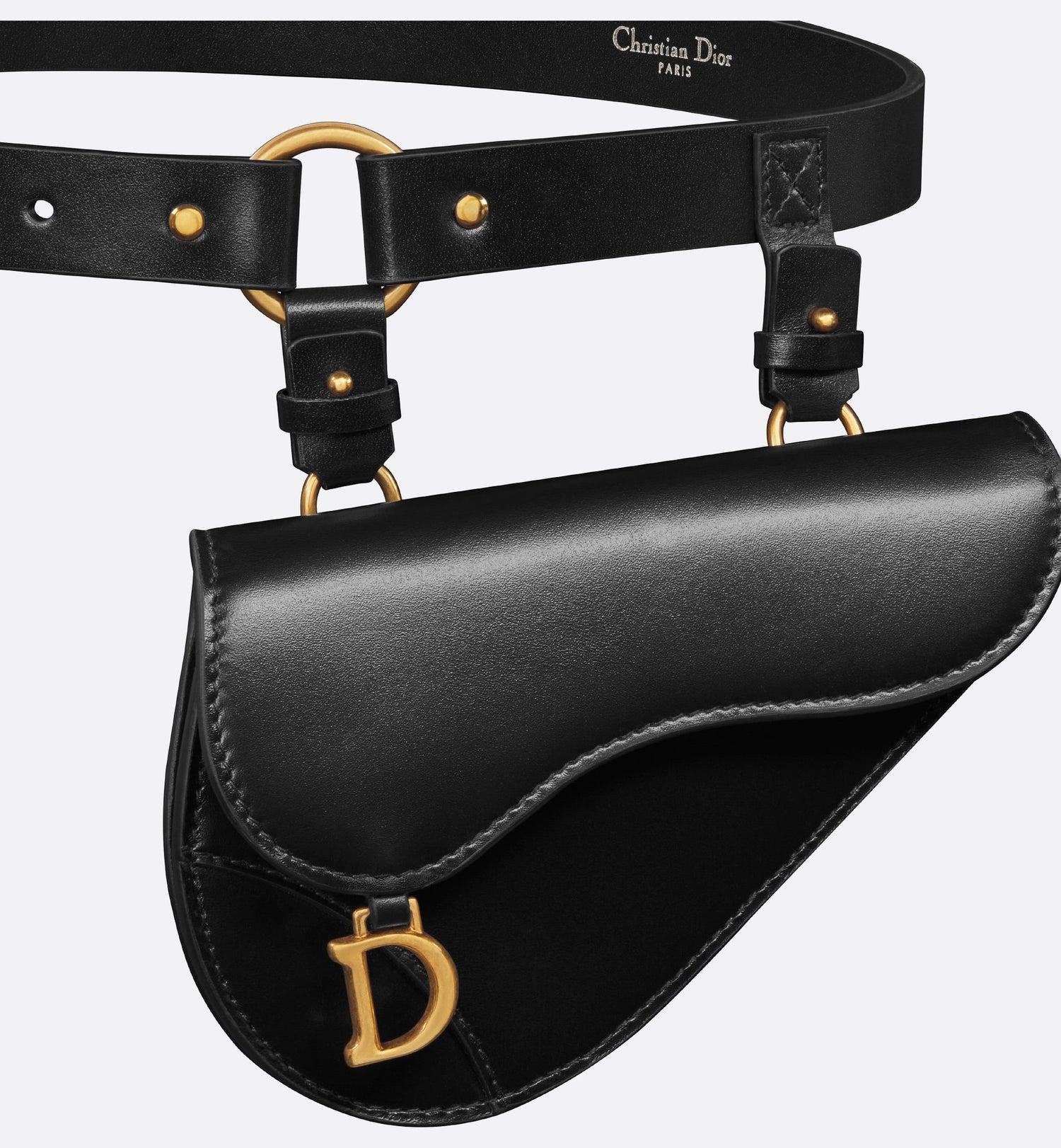 Saddle Removable Pouch Belt Black Ultrasoft Calfskin And Lambskin 20 mm