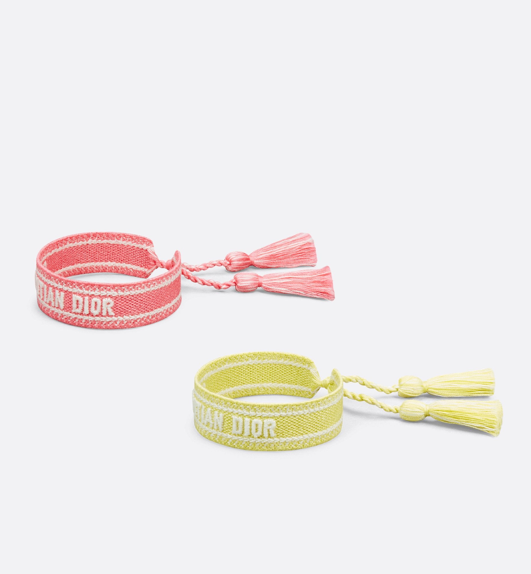 Dioriviera Christian Dior Bracelet Set Candy Pink And Lemon Yellow Cotton