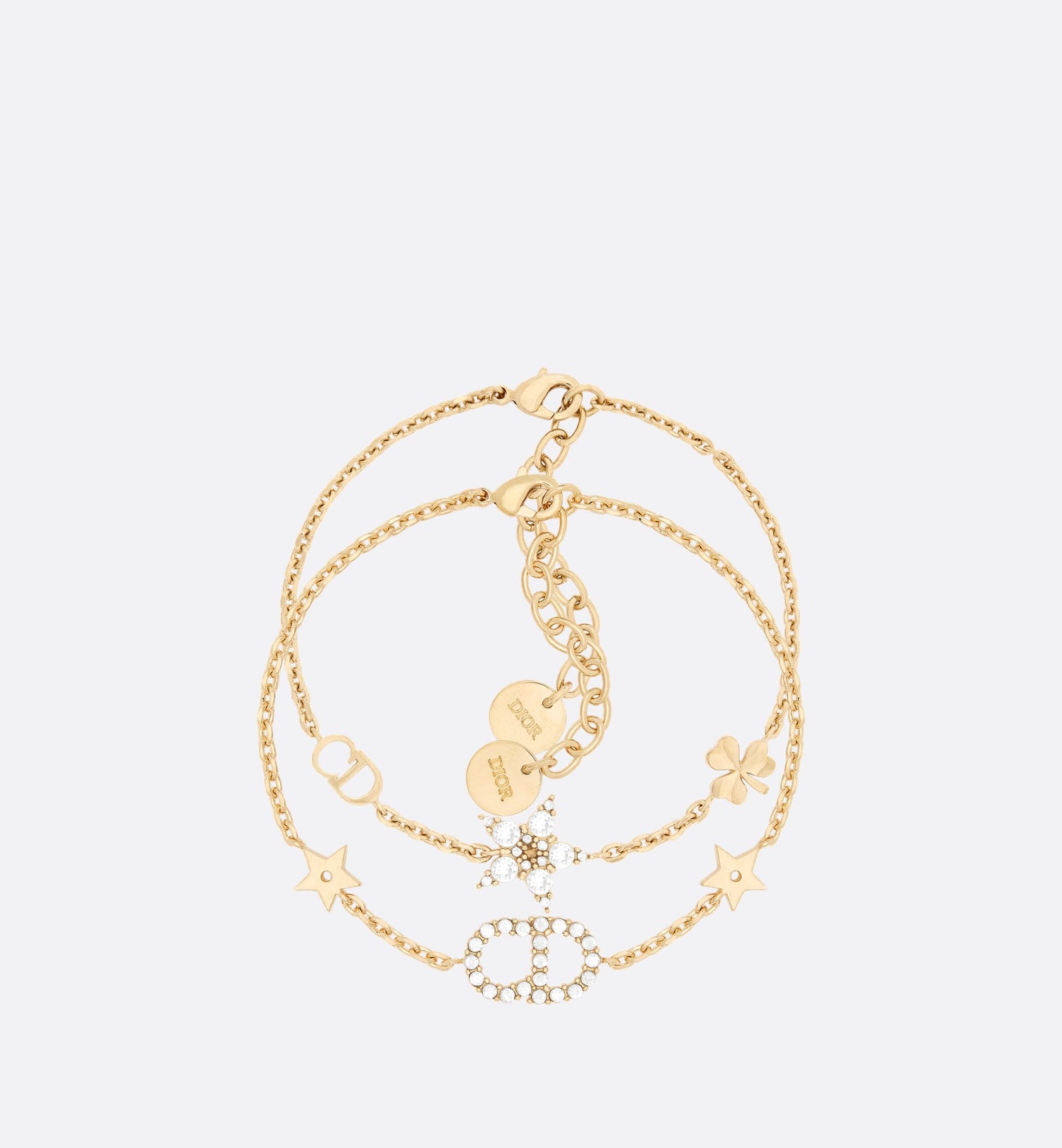 Clair D Lune Bracelet Set Gold Finish Metal And White Crystals