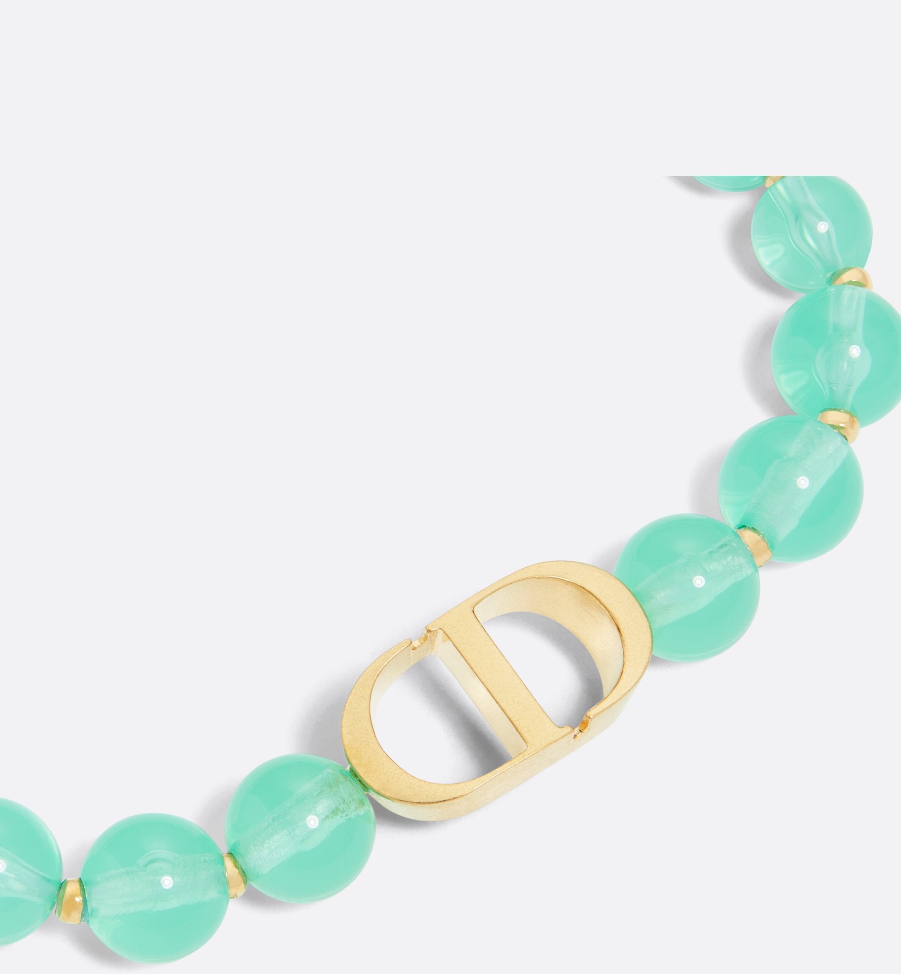 Dioriviera 30 Montaigne Bracelet Gold Finish Metal And Aquamarina Resin Pearls