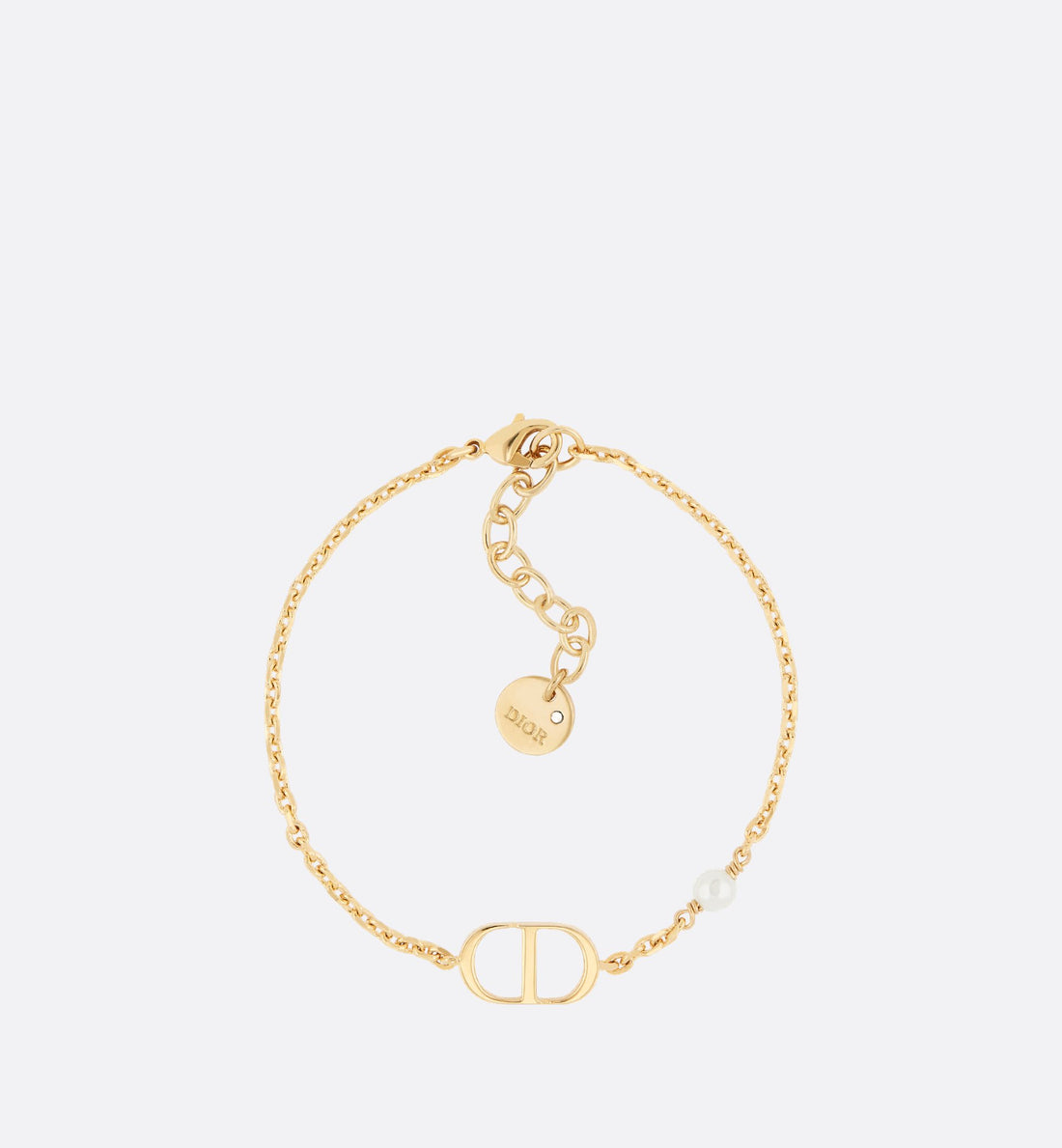 Petit Cd Bracelet Gold Finish Metal With A White Resin Pearl