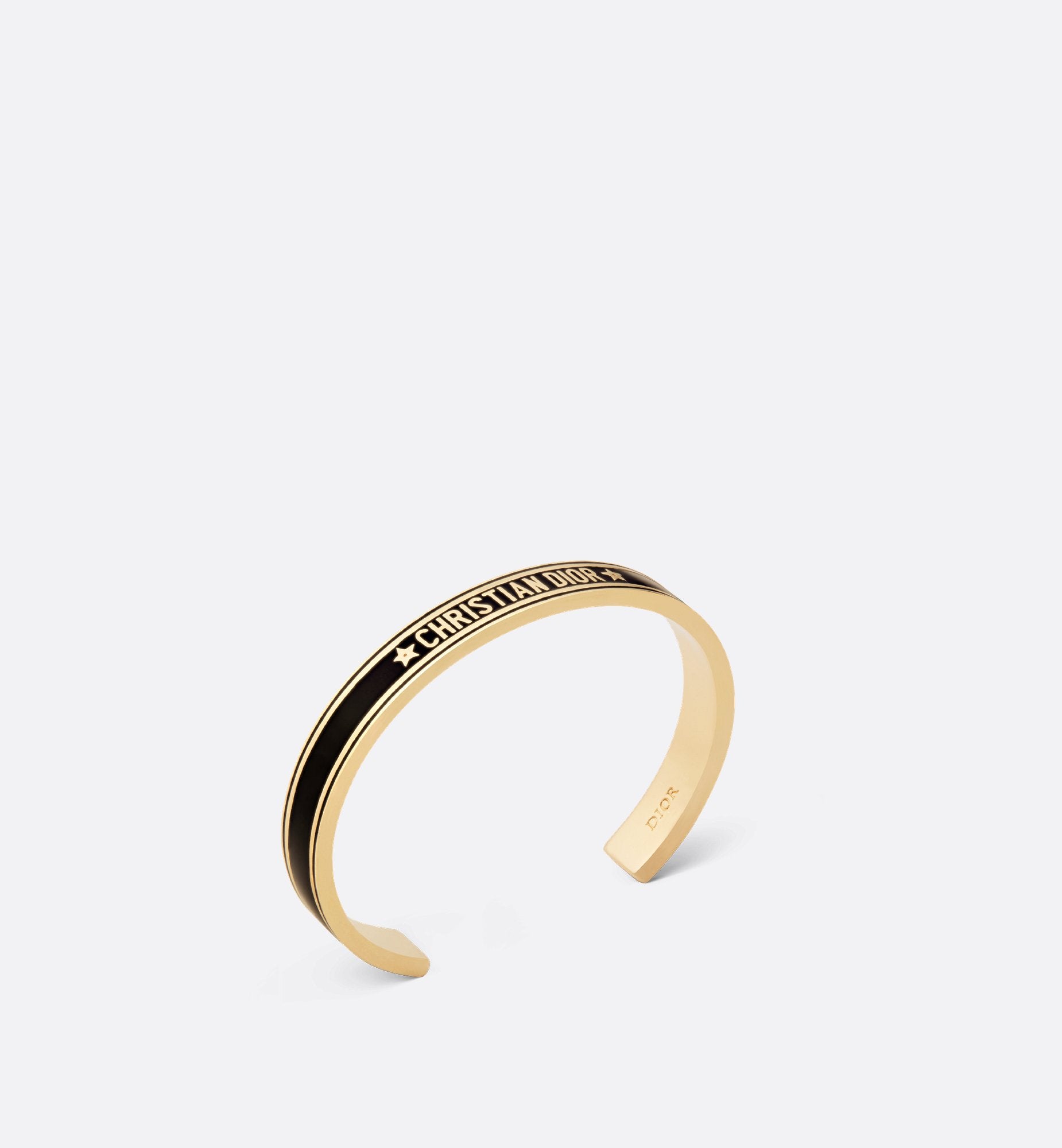 Code Bangle Gold Finish Metal And Black Lacquer