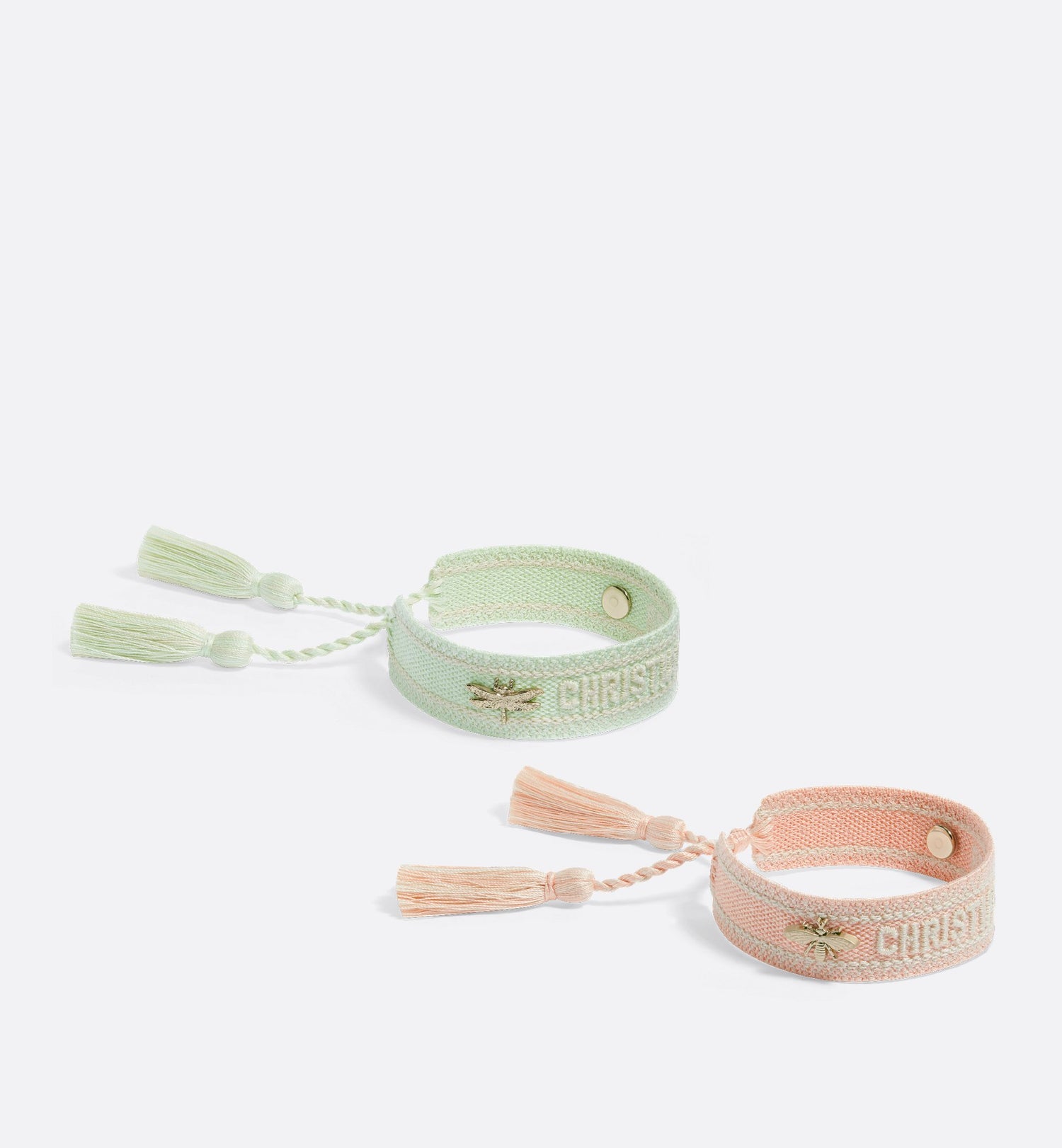 Cd Bracelet Set Orange Acid And Pastel Mint Cotton With Matte Gold-Finish Metal