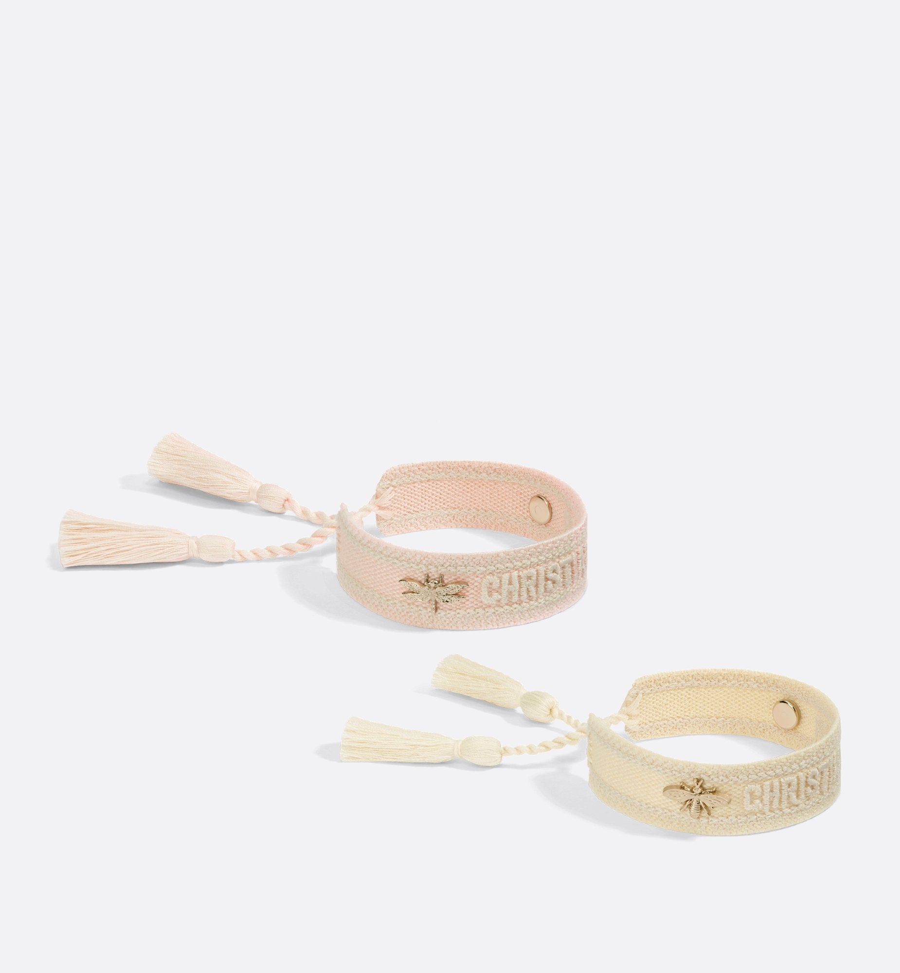 Bracelet Set Pastel Yellow And Rose Quartz Cotton With Matte Gold-Finish Metal