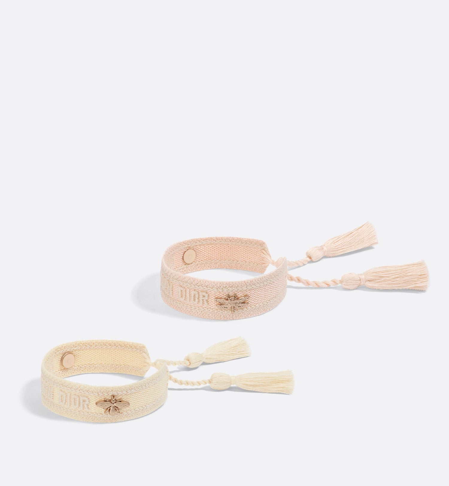 Bracelet Set Pastel Yellow And Rose Quartz Cotton With Matte Gold-Finish Metal