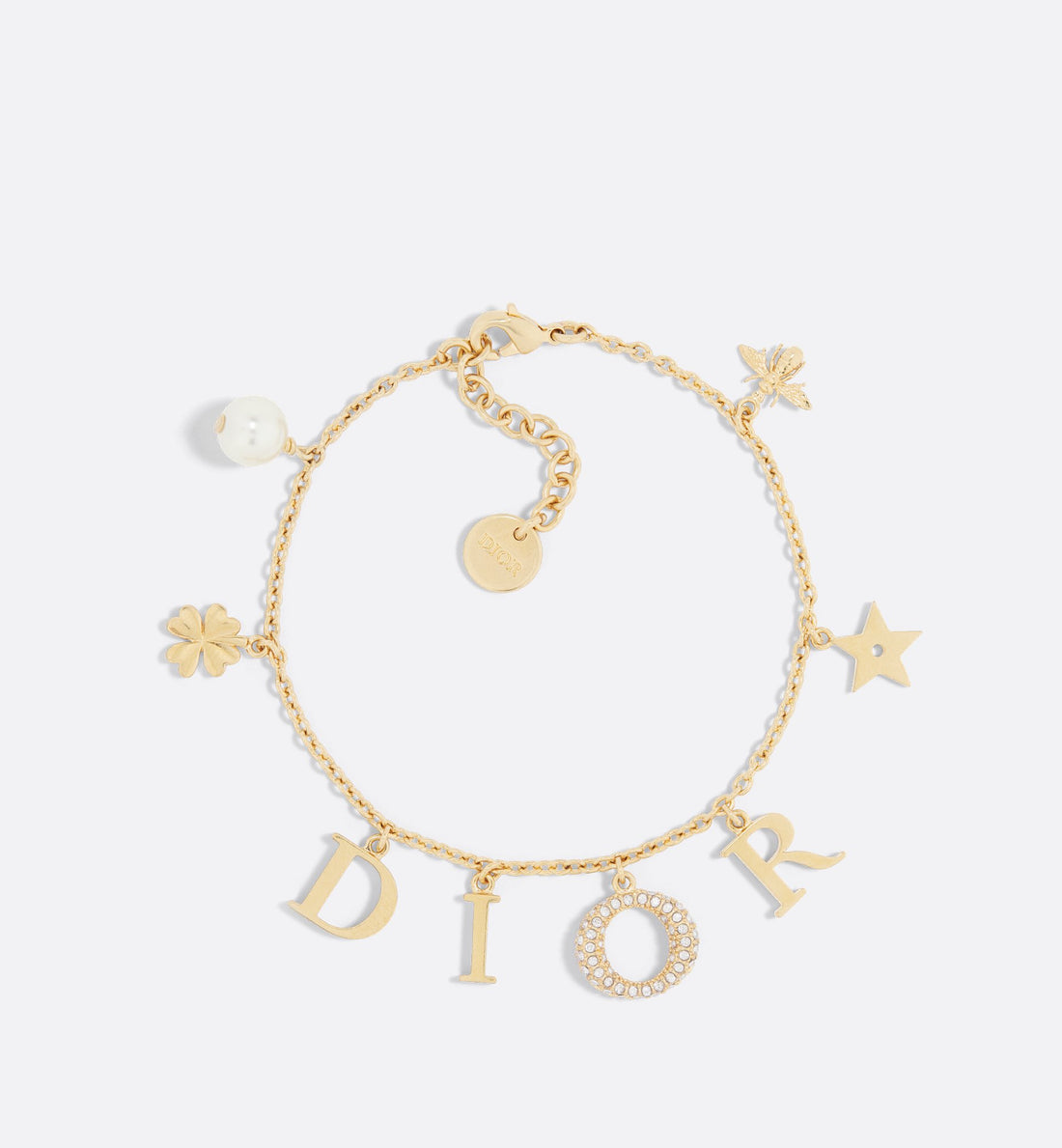 Dio(R)Evolution Bracelet Gold Finish Metal With A White Resin Pearl And Silver-Tone Crystals