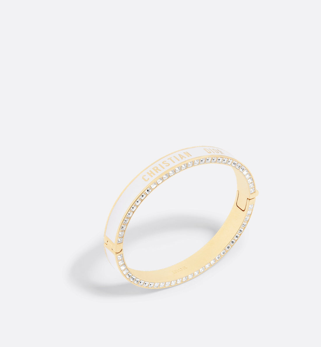 Night Code Bangle Gold Finish Metal White Crystals And White Lacquer