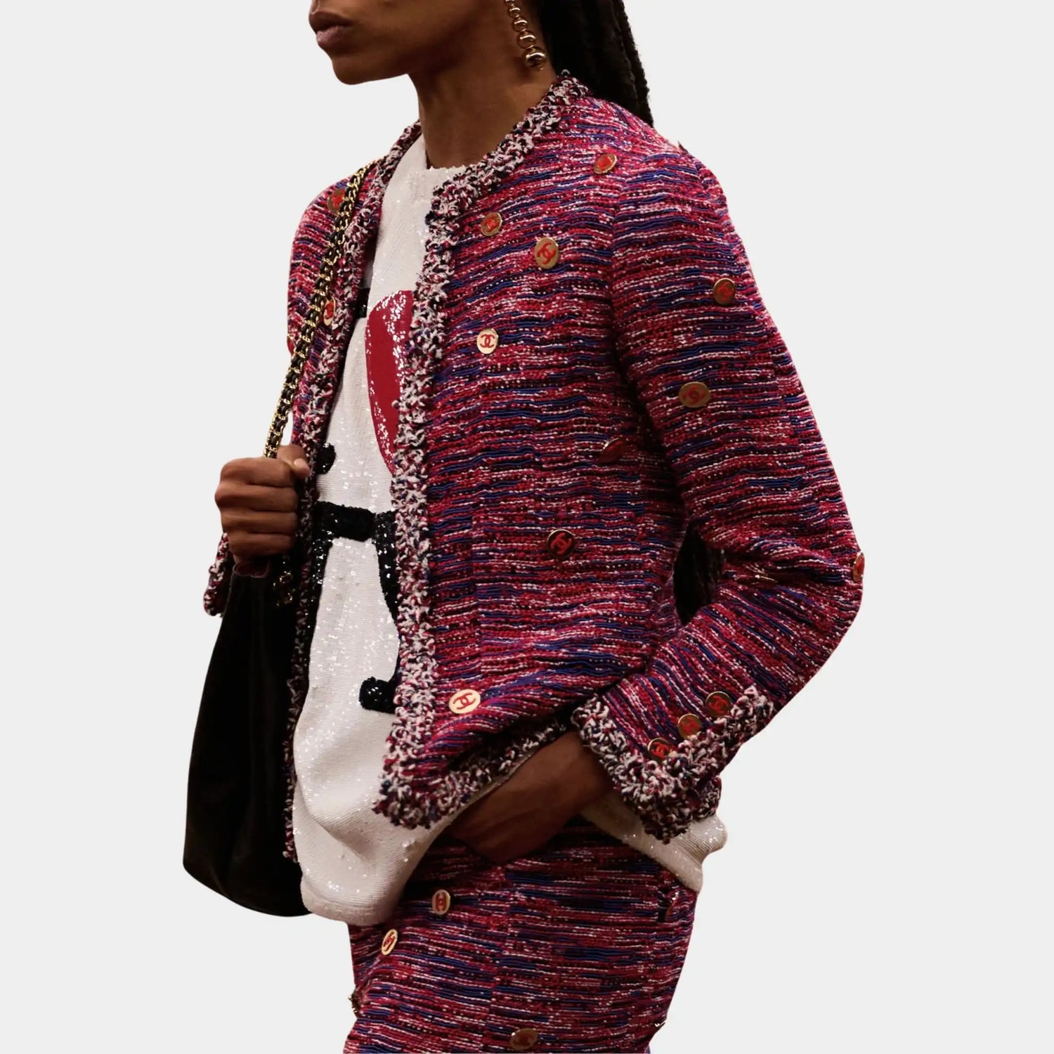 Chanel Jacket Tweed Red &amp; Blue