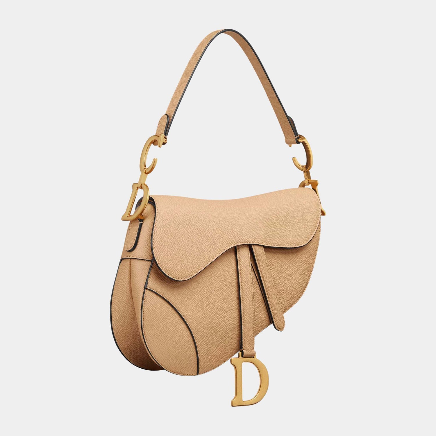 Dior Saddle Bag With Strap, Biscuit, Side