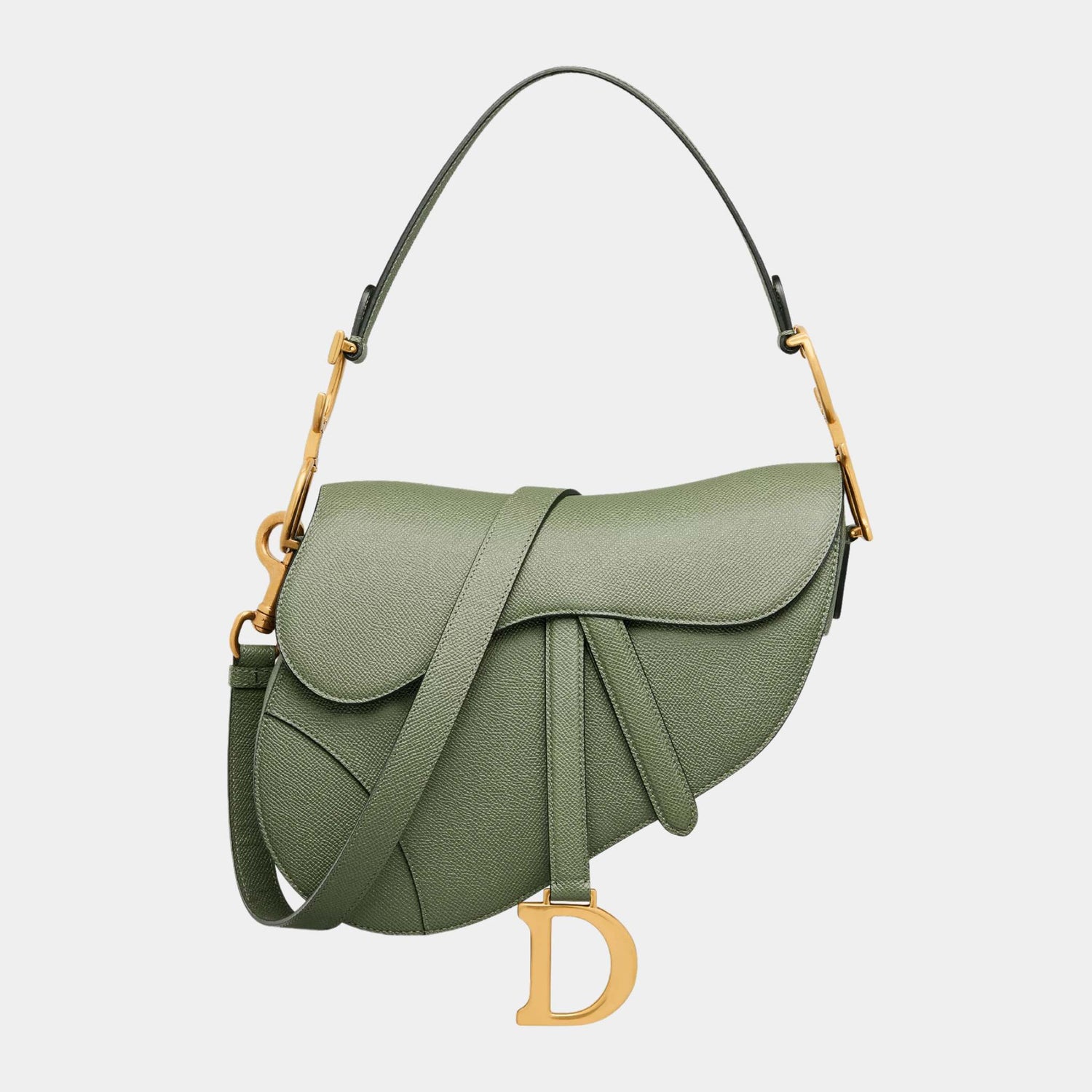 Dior Saddle Bag With Strap, Cedar Green, Front