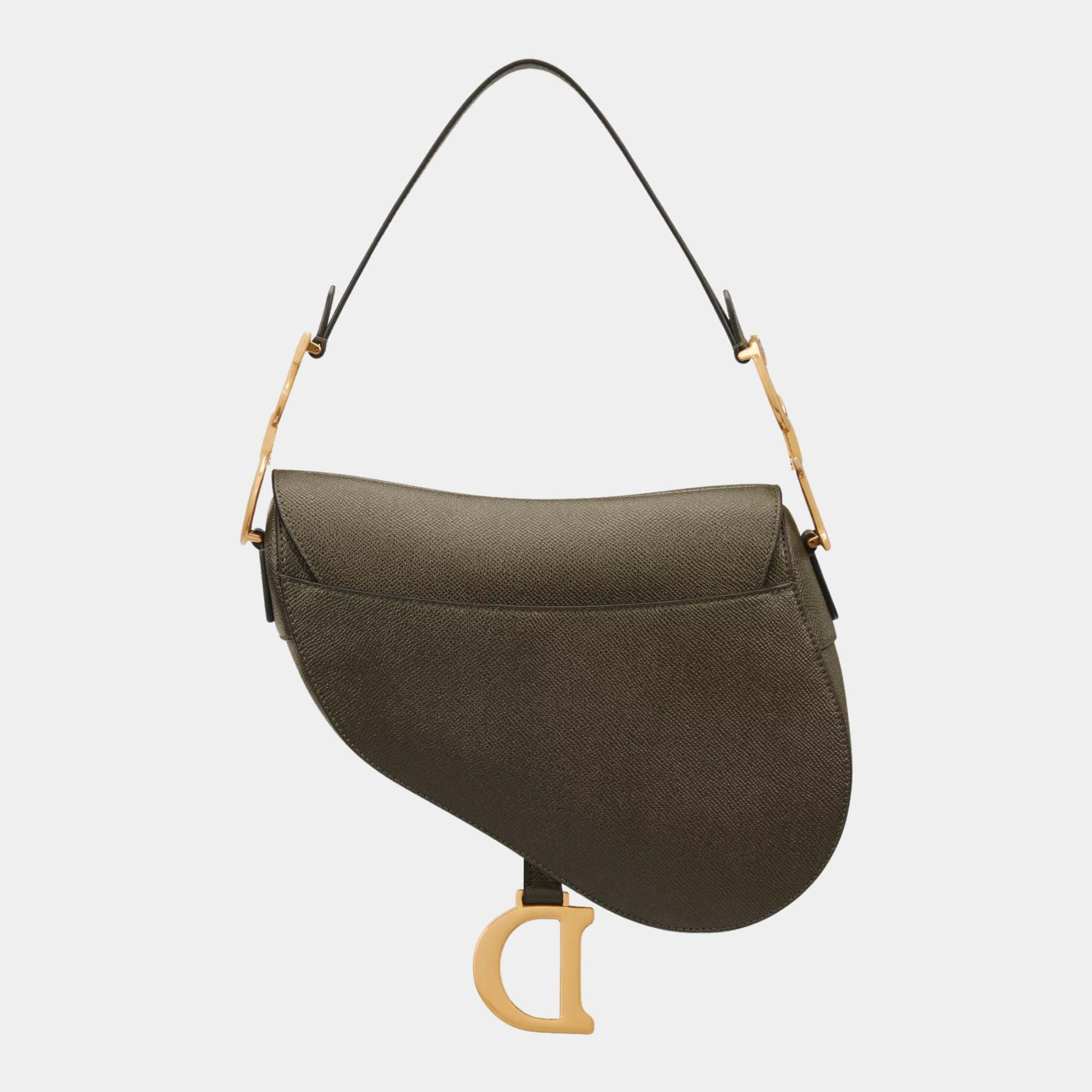 Dior Saddle Bag With Strap, Khaki, back