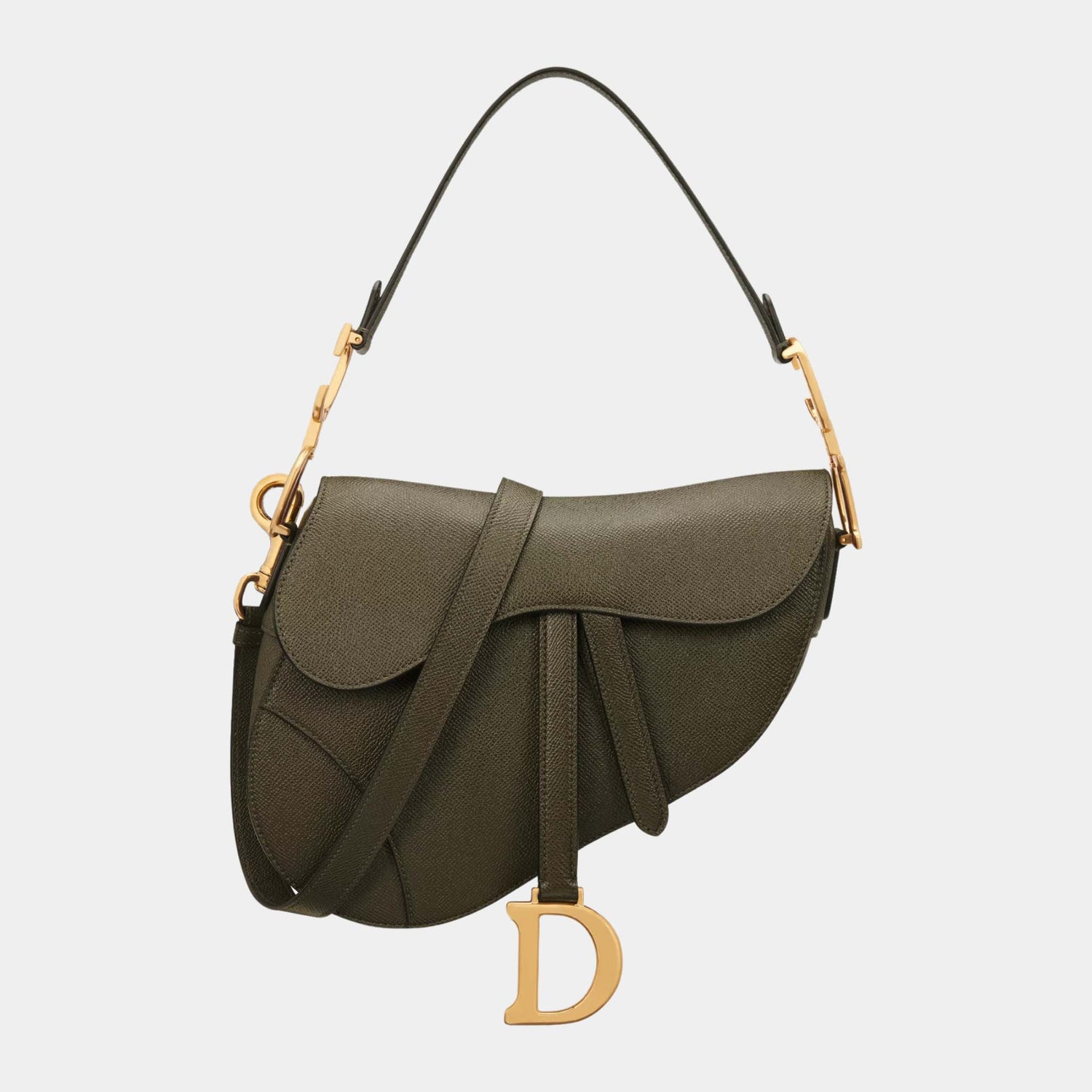 Dior Saddle Bag With Strap, Khaki, front