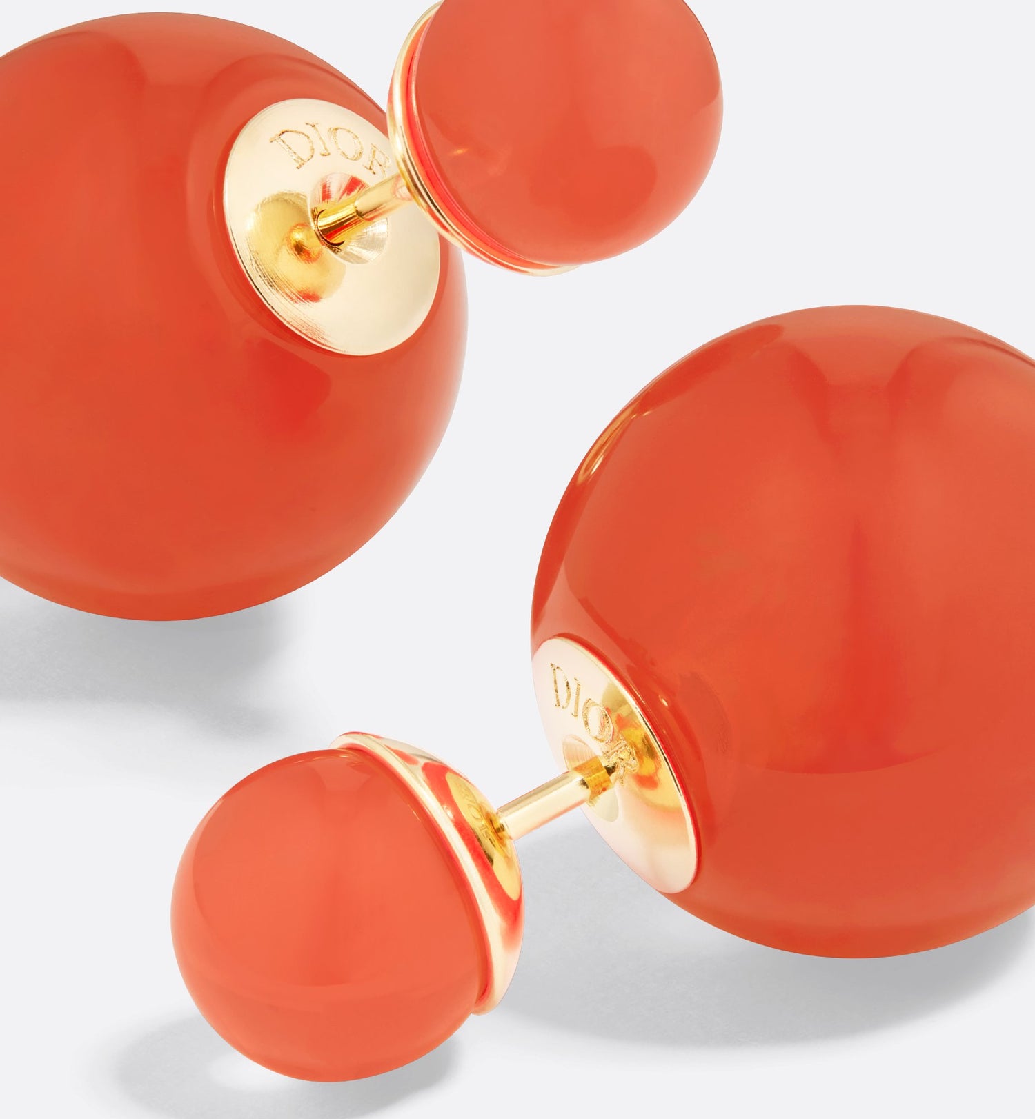 Dioriviera Dior Tribales Earrings Gold Finish Metal And Coral Resin Pearls