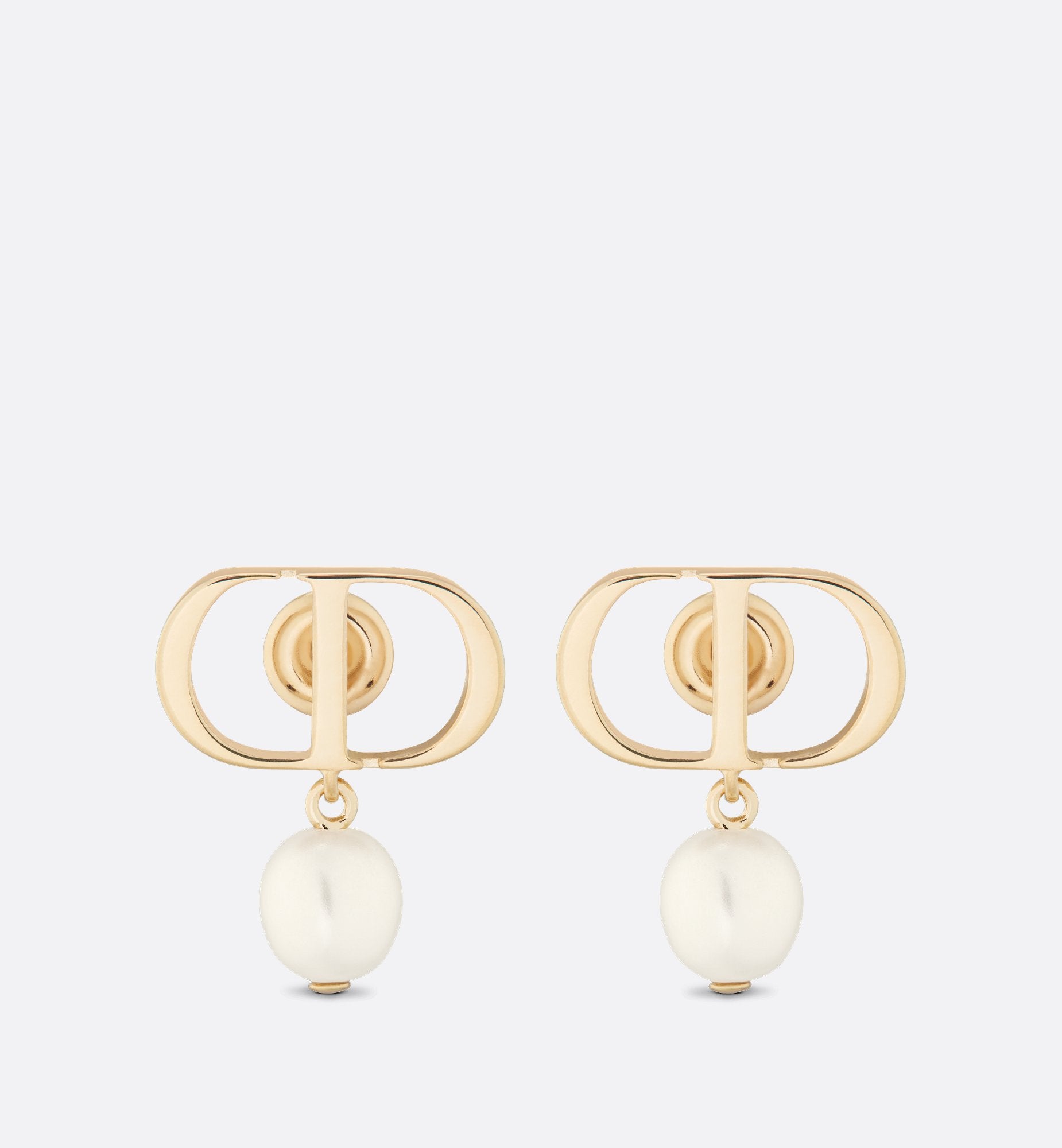 Petit Cd Earrings Gold Finish Metal And White Resin Pearls