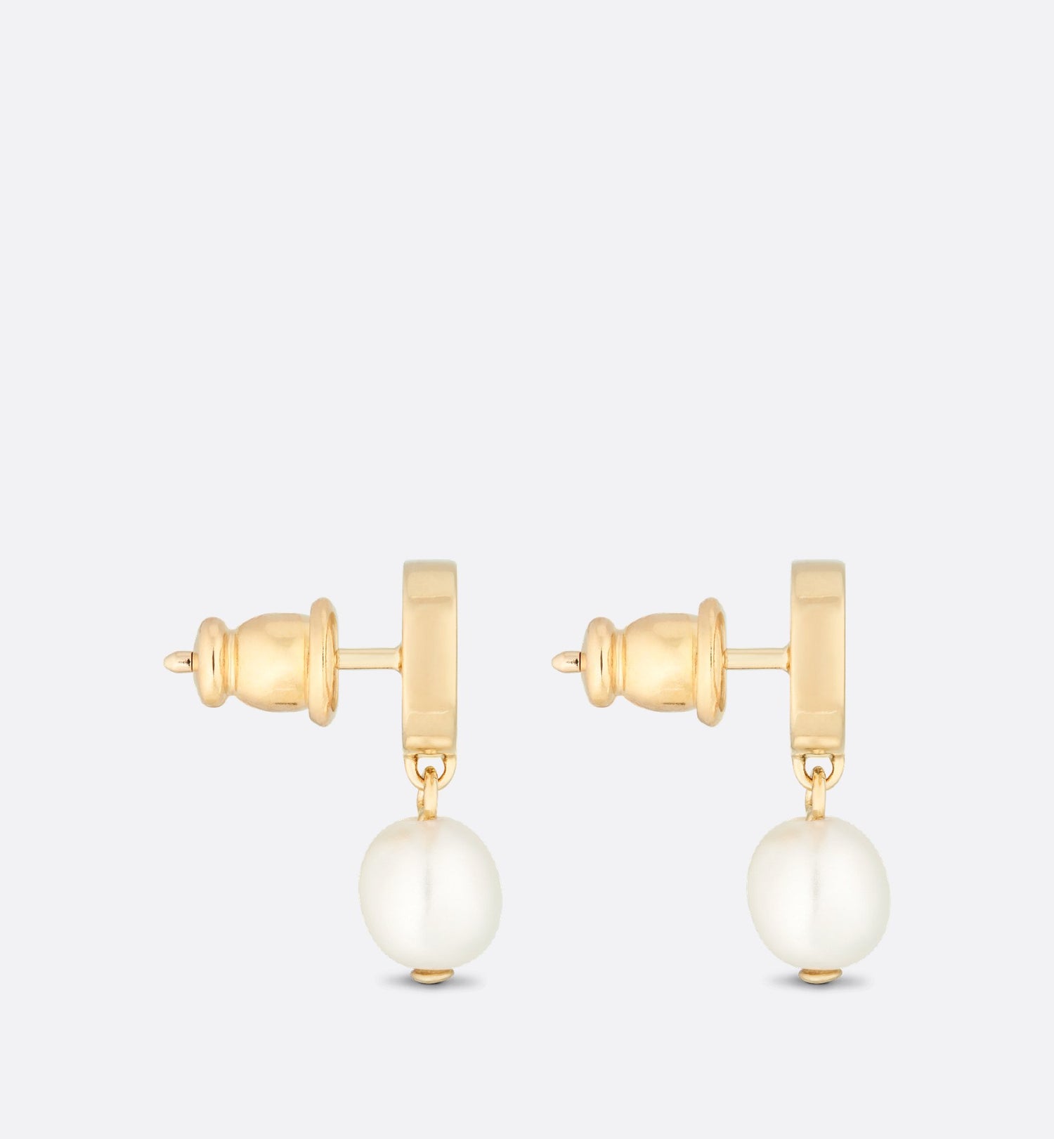 Petit Cd Earrings Gold Finish Metal And White Resin Pearls