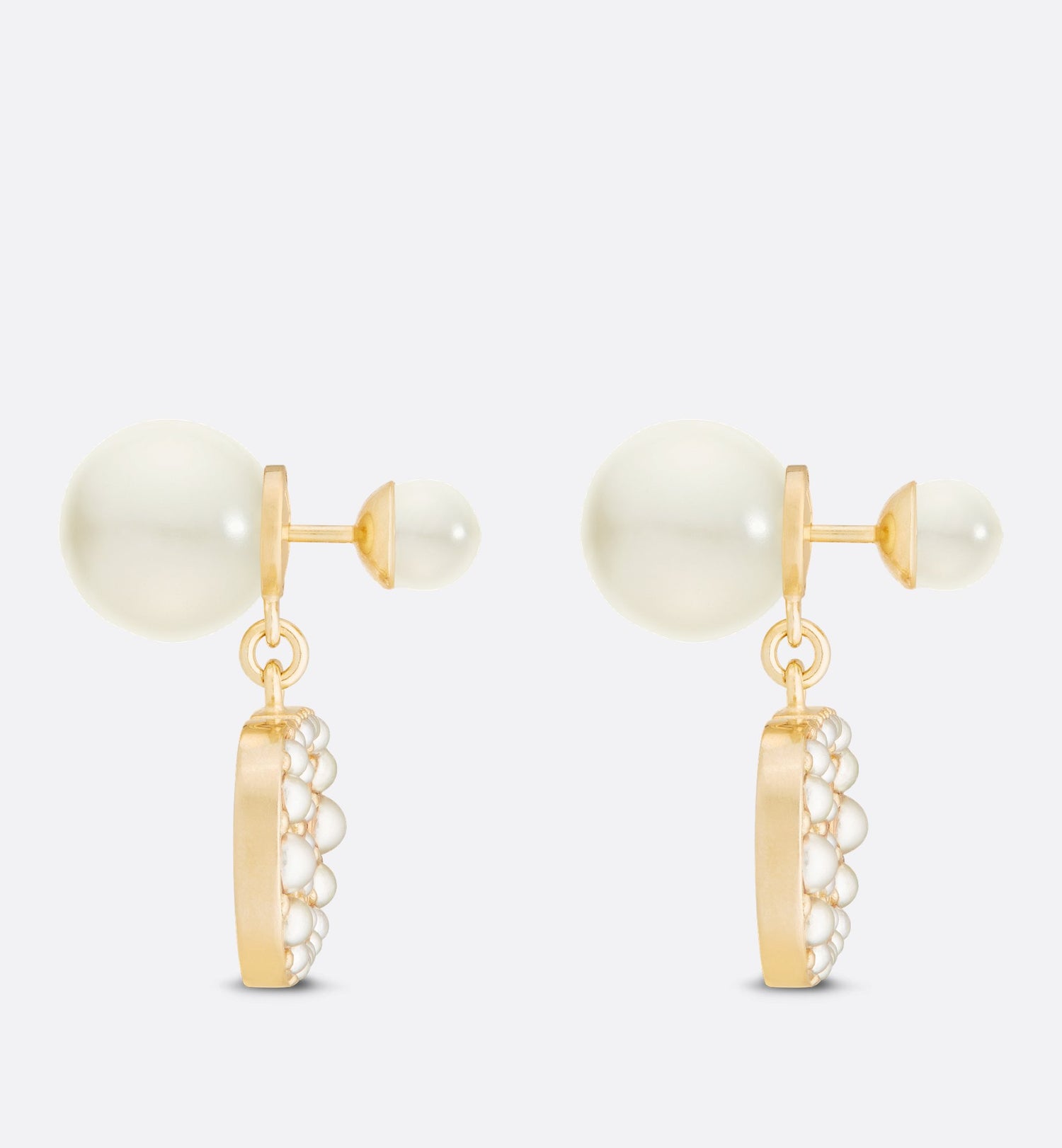 Tribales Earrings Gold Finish Metal And White Resin Pearls