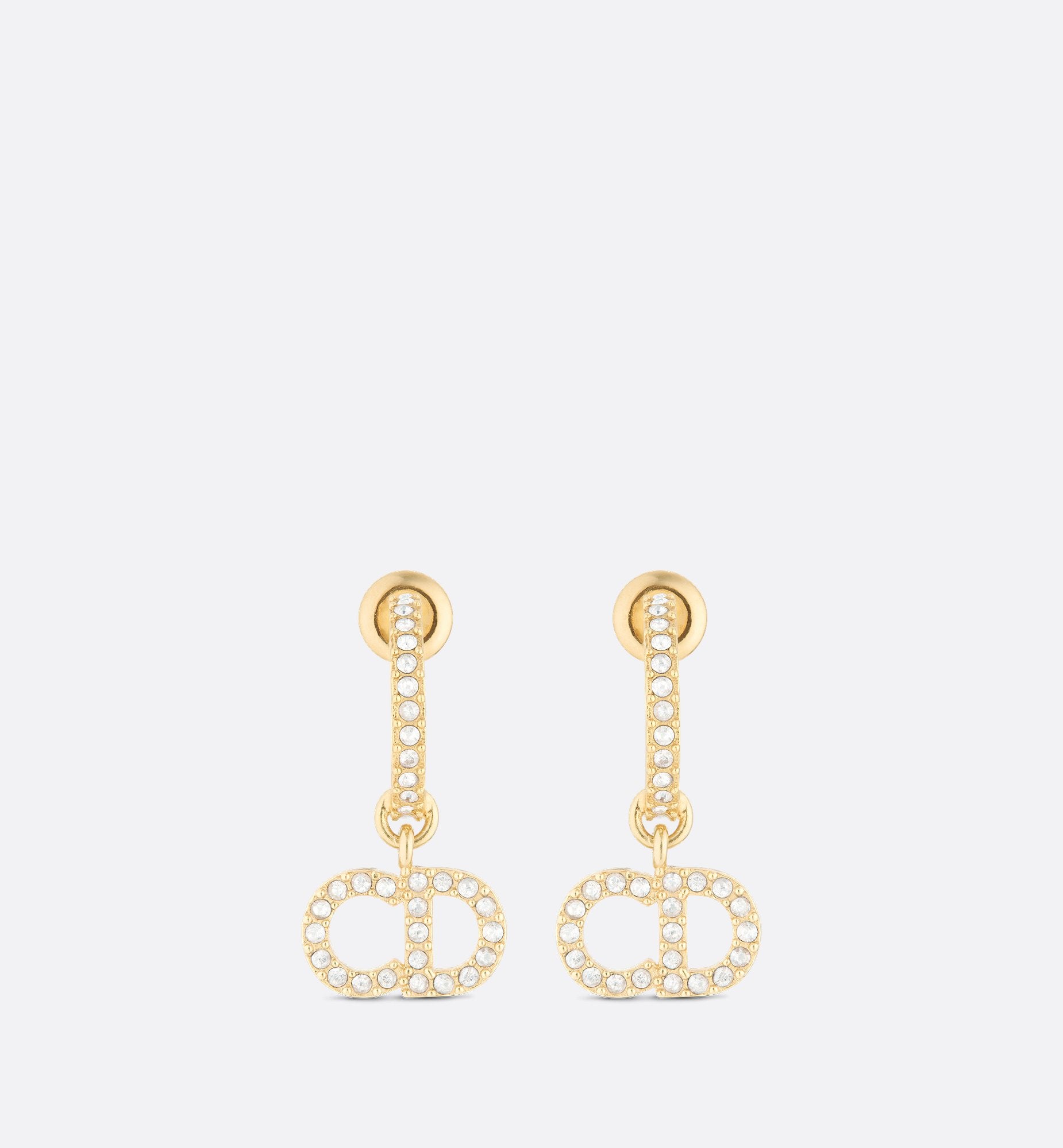 Clair D Lune Earrings Gold Finish Metal And White Crystals