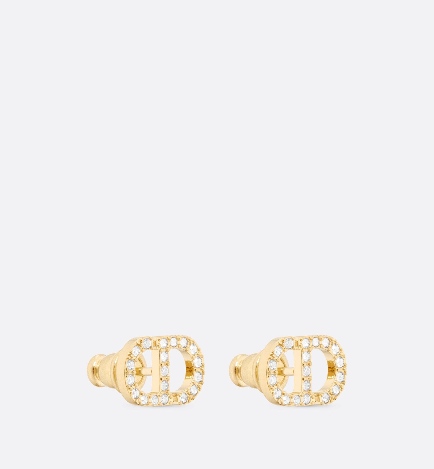 Petit Cd Mini Stud Earrings Gold Finish Metal And Silver-Tone Crystals