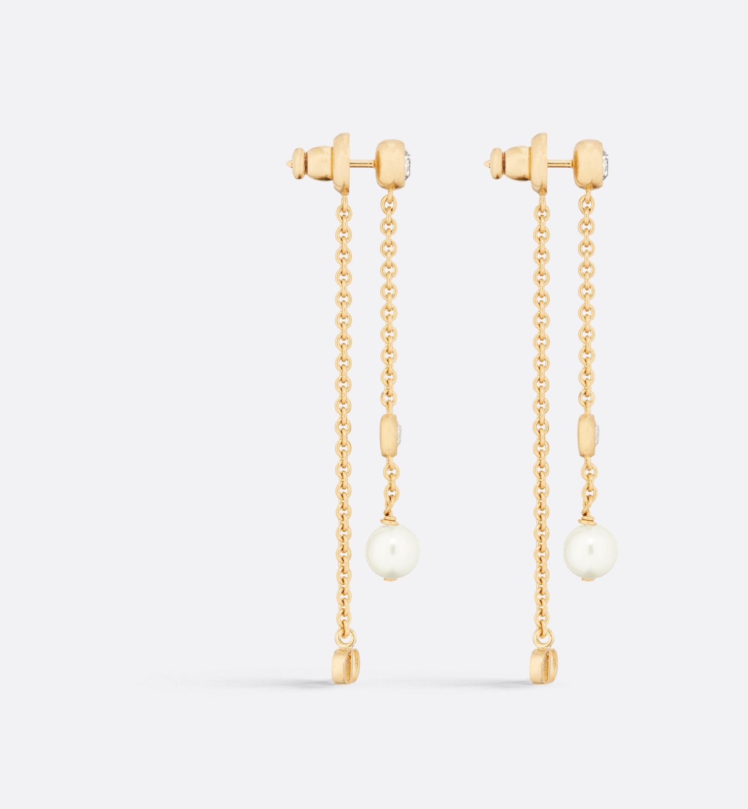 Petit Cd Treasure Earrings Gold Finish Metal With White Resin Pearls And Silver-Tone Crystals