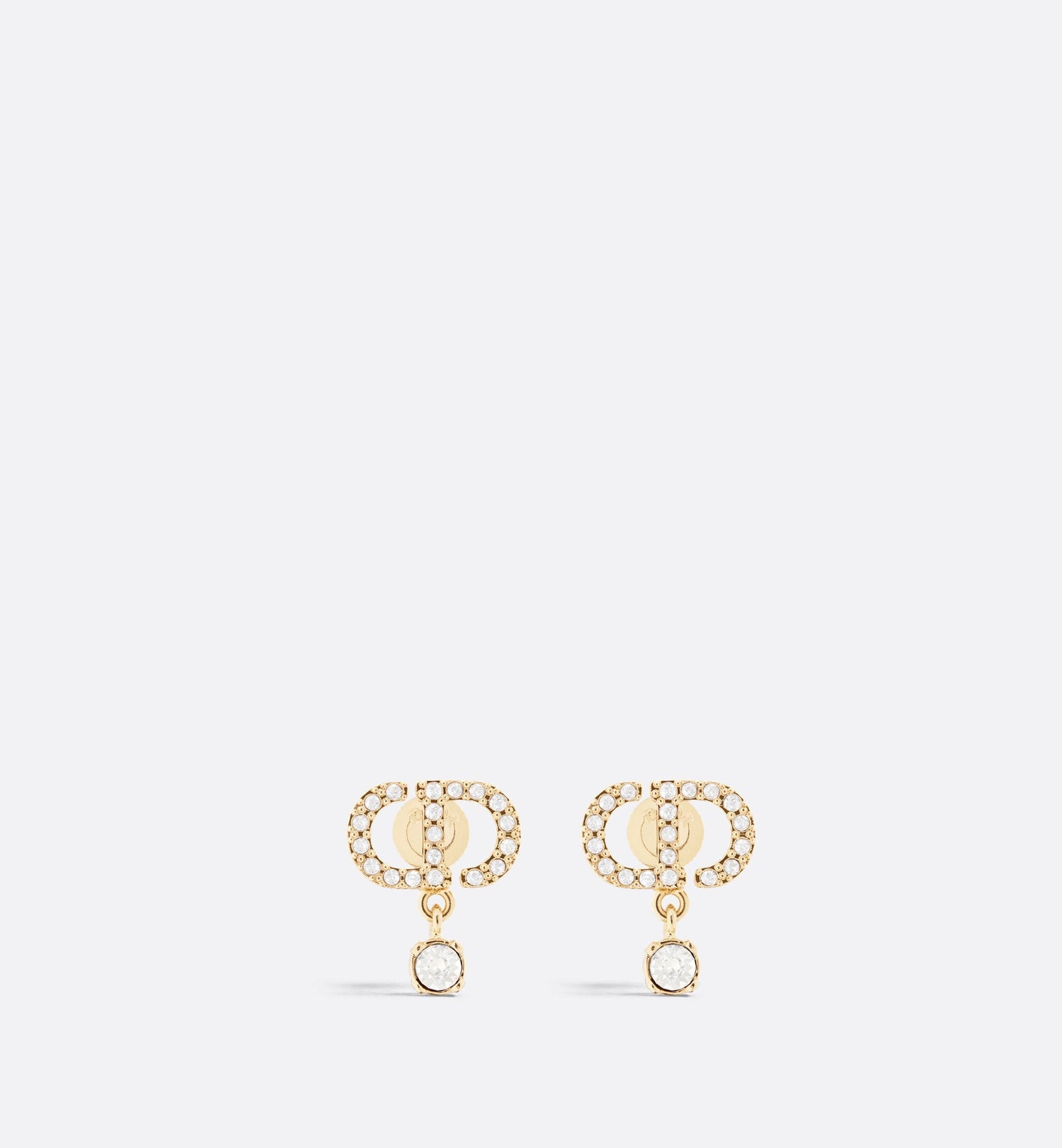 Petit Cd Earrings Gold Finish Metal And Silver Tone Crystals