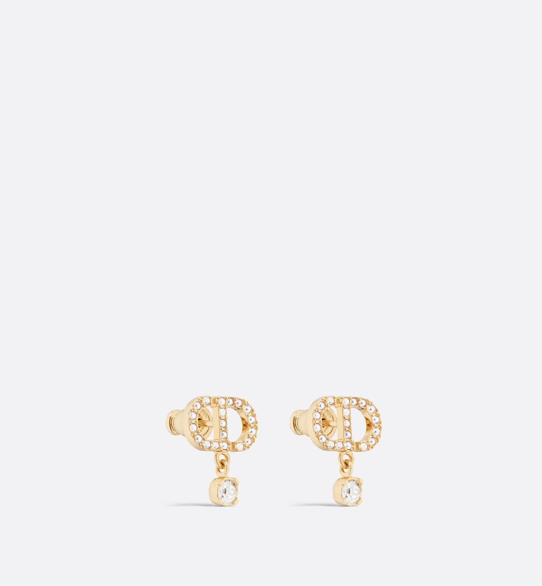 Petit Cd Earrings Gold Finish Metal And Silver Tone Crystals