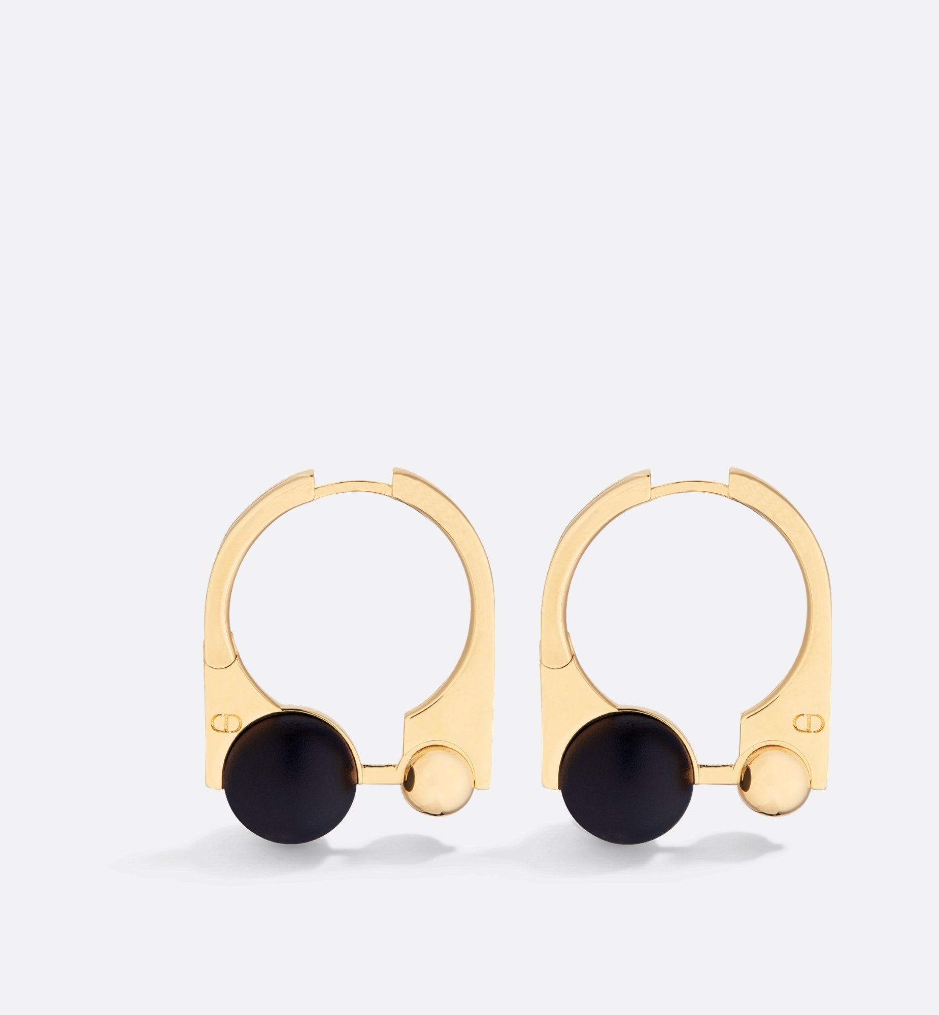 Medium Dior Tribales New Look Earrings Gold Finish Metal And Matte Black Resin Pearls