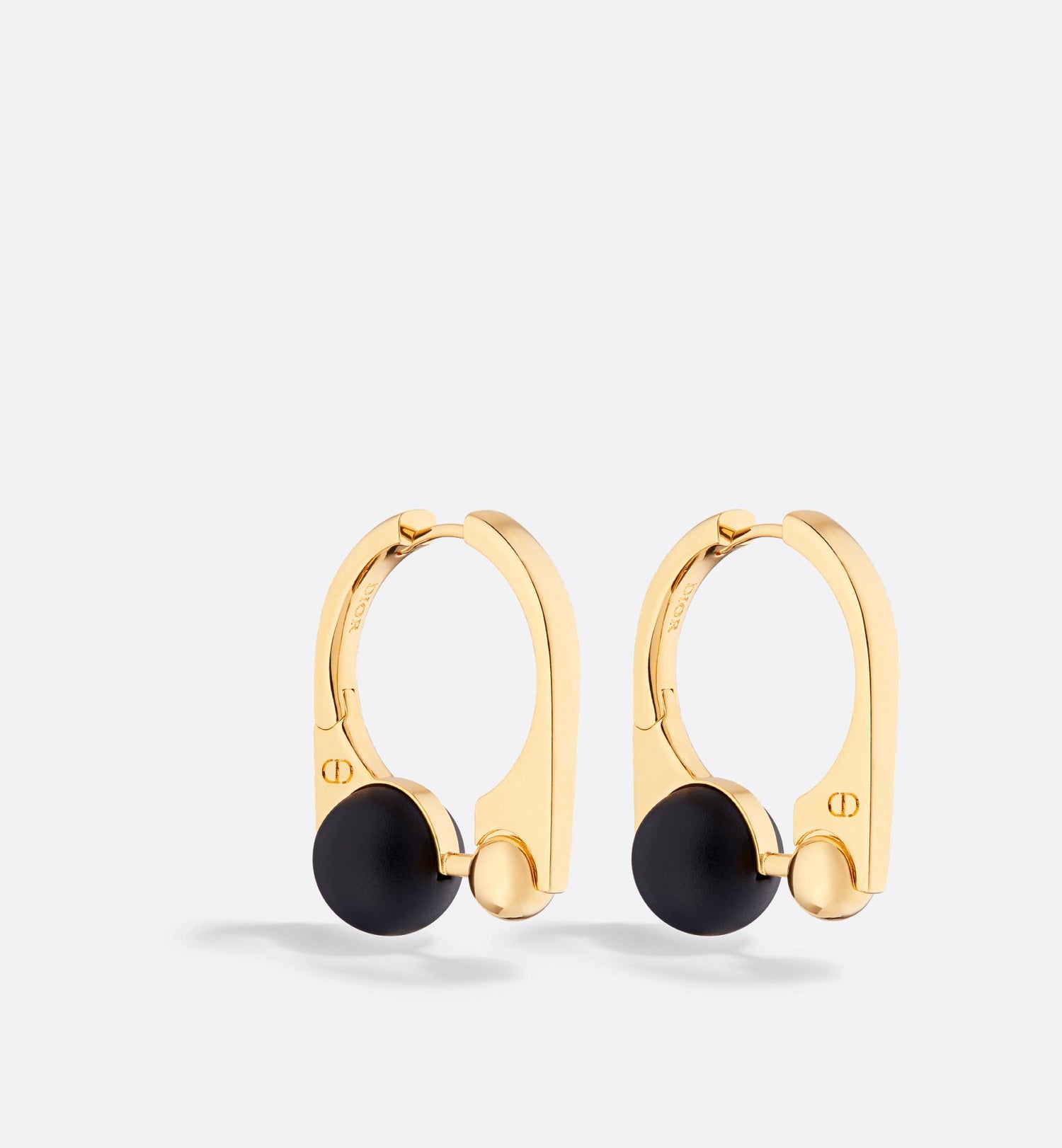 Medium Dior Tribales New Look Earrings Gold Finish Metal And Matte Black Resin Pearls