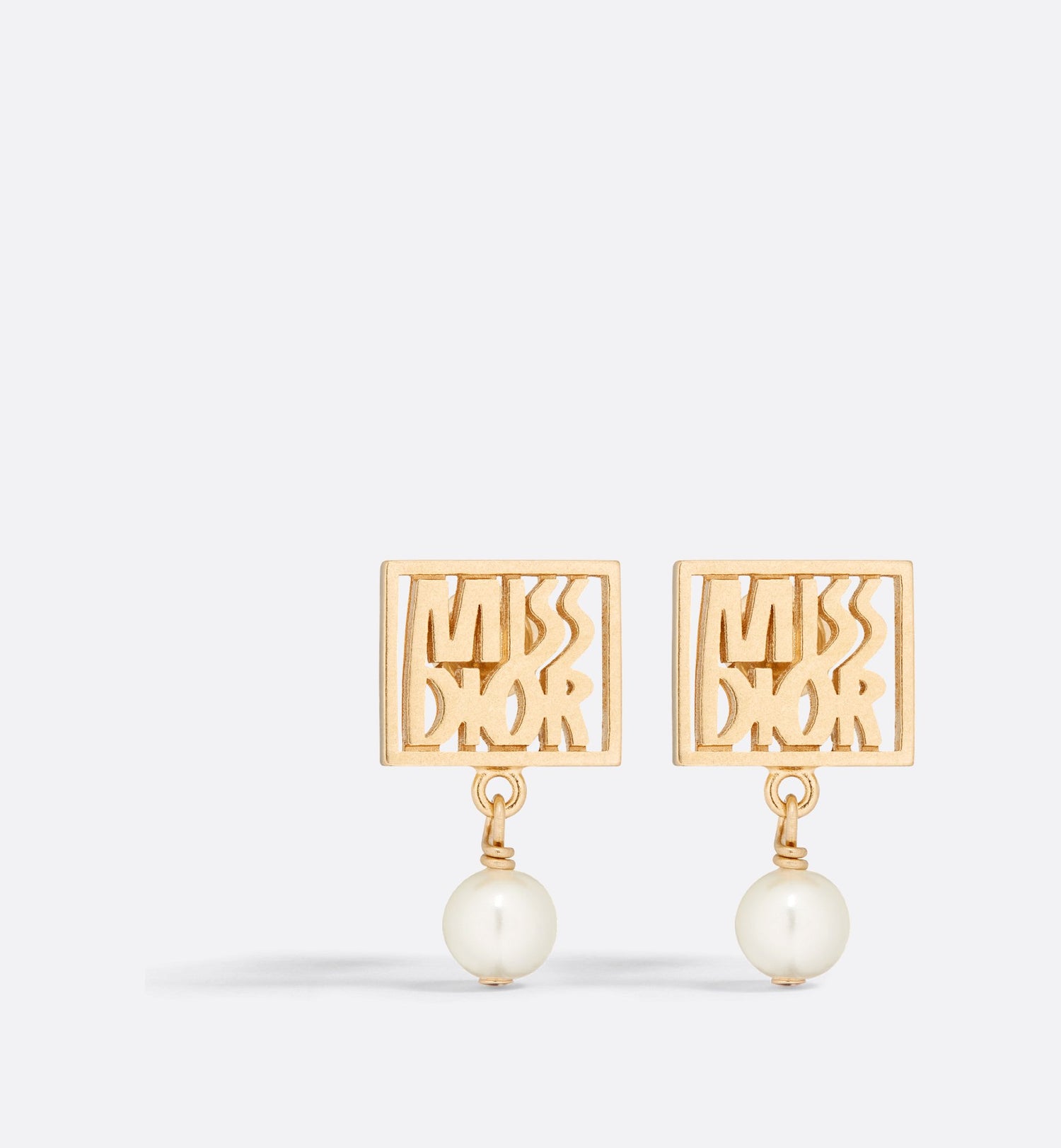 Miss Dior Earrings Gold Finish Metal And White Resin Pearls