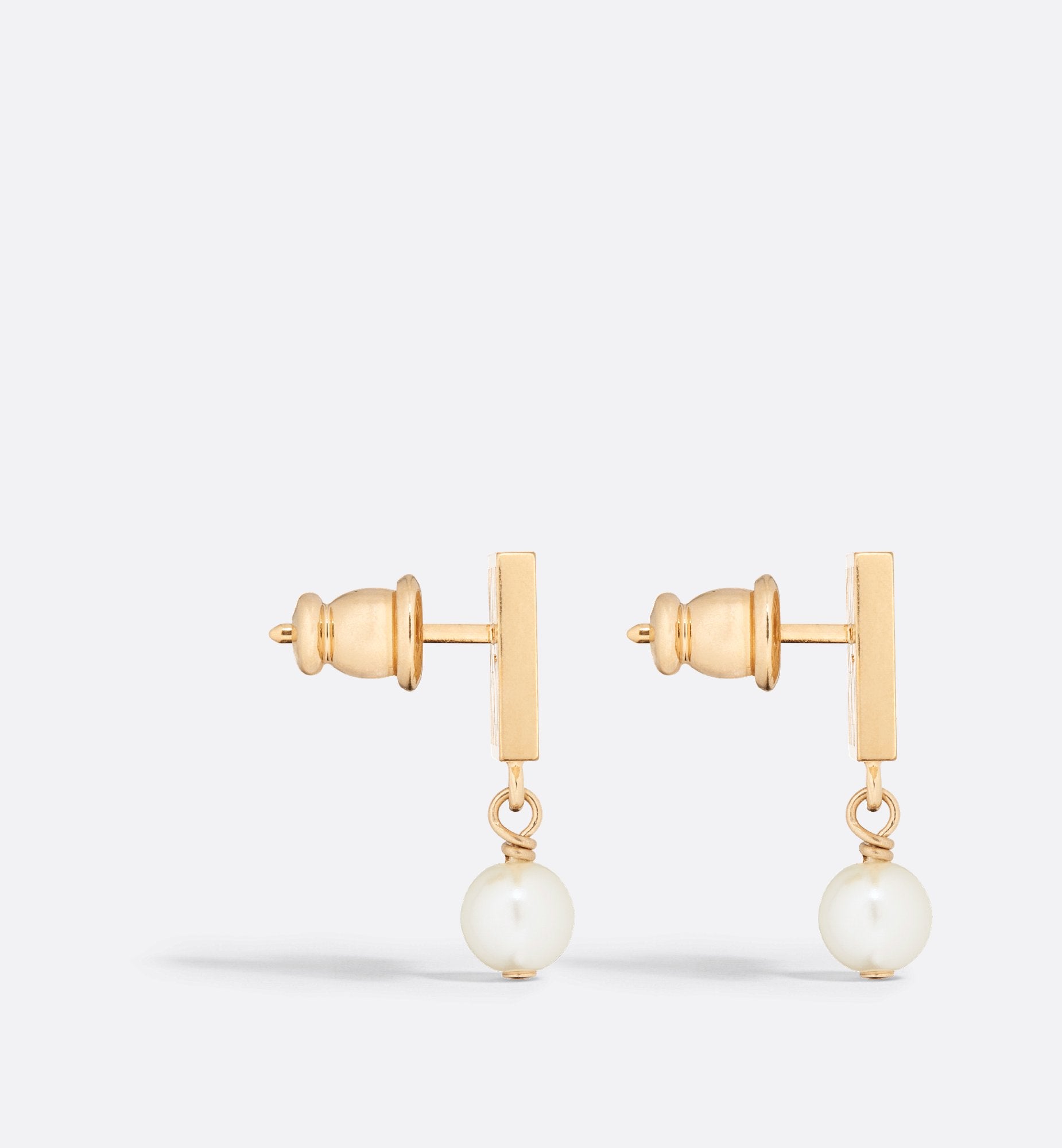 Miss Dior Earrings Gold Finish Metal And White Resin Pearls