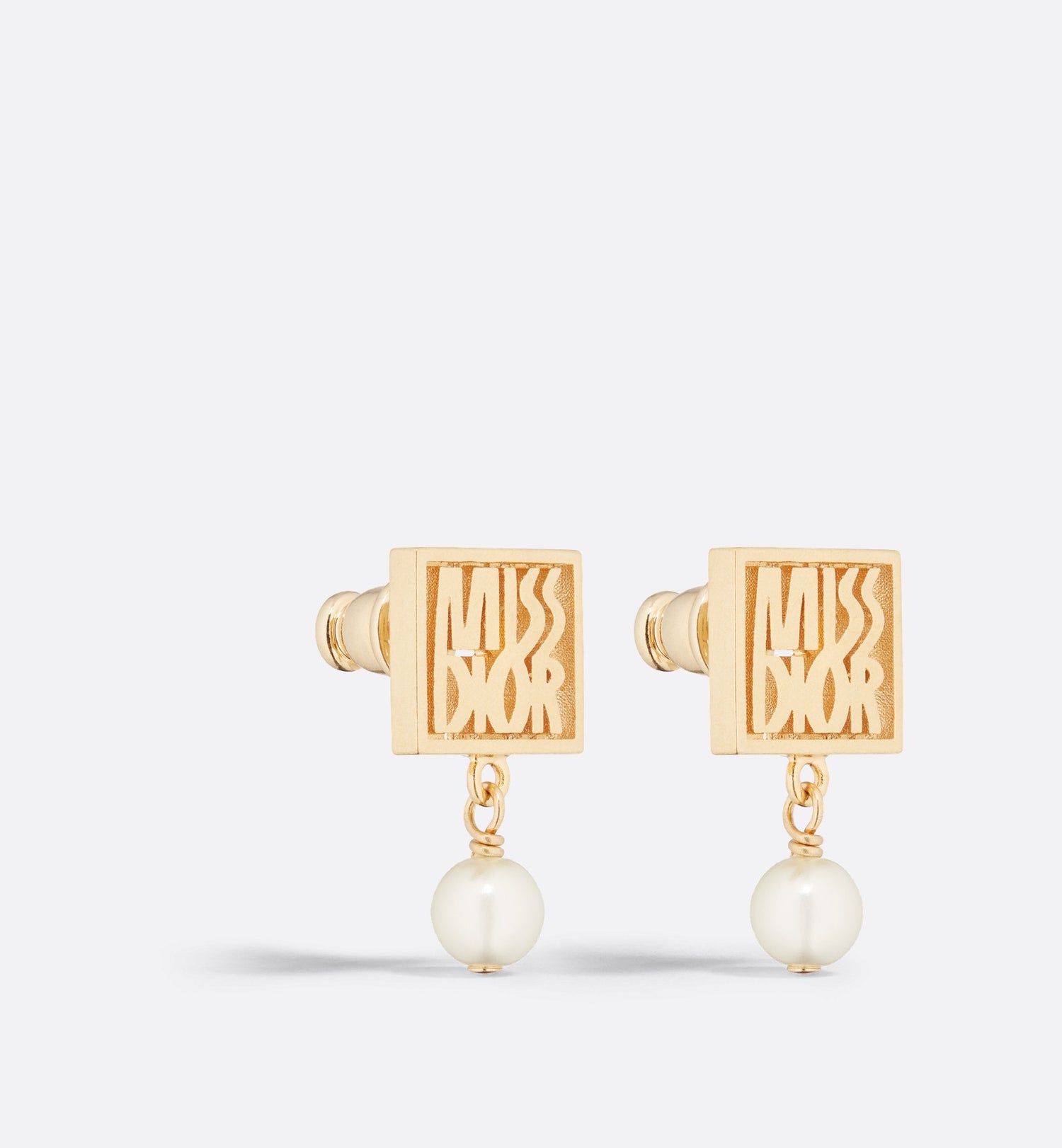 Miss Dior Earrings Gold Finish Metal And White Resin Pearls